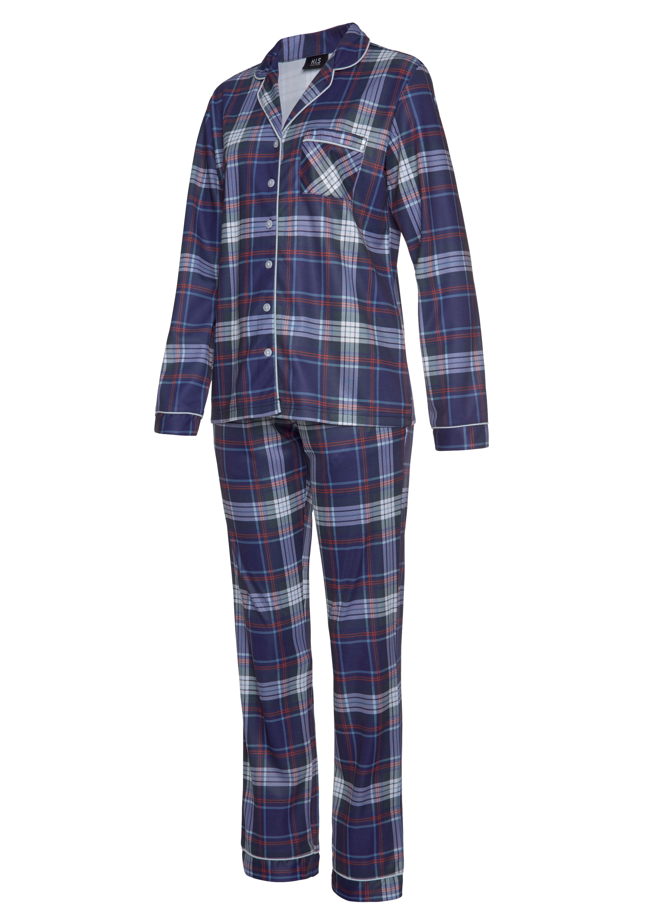 H.I.S Pyjama, (Set, 2 tlg.), aus Flanell mit Allover-Karomuster