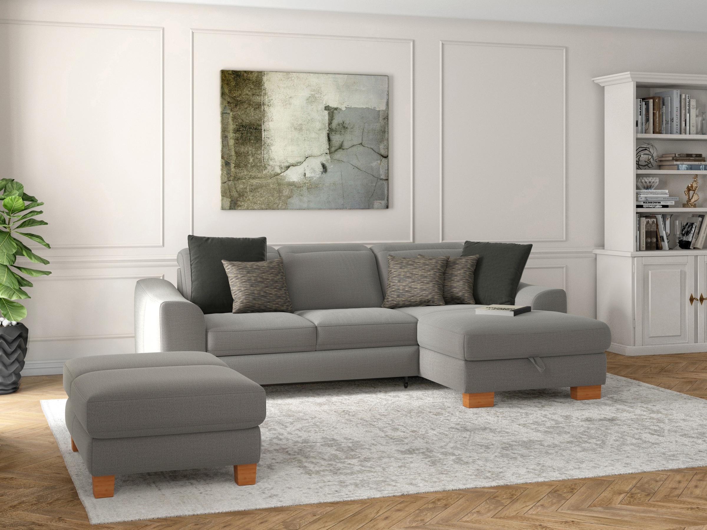 sit&more Polsterhocker »Dundee« mit Klappfunktion, Federkern und hochwertigen Massivholzfüssen