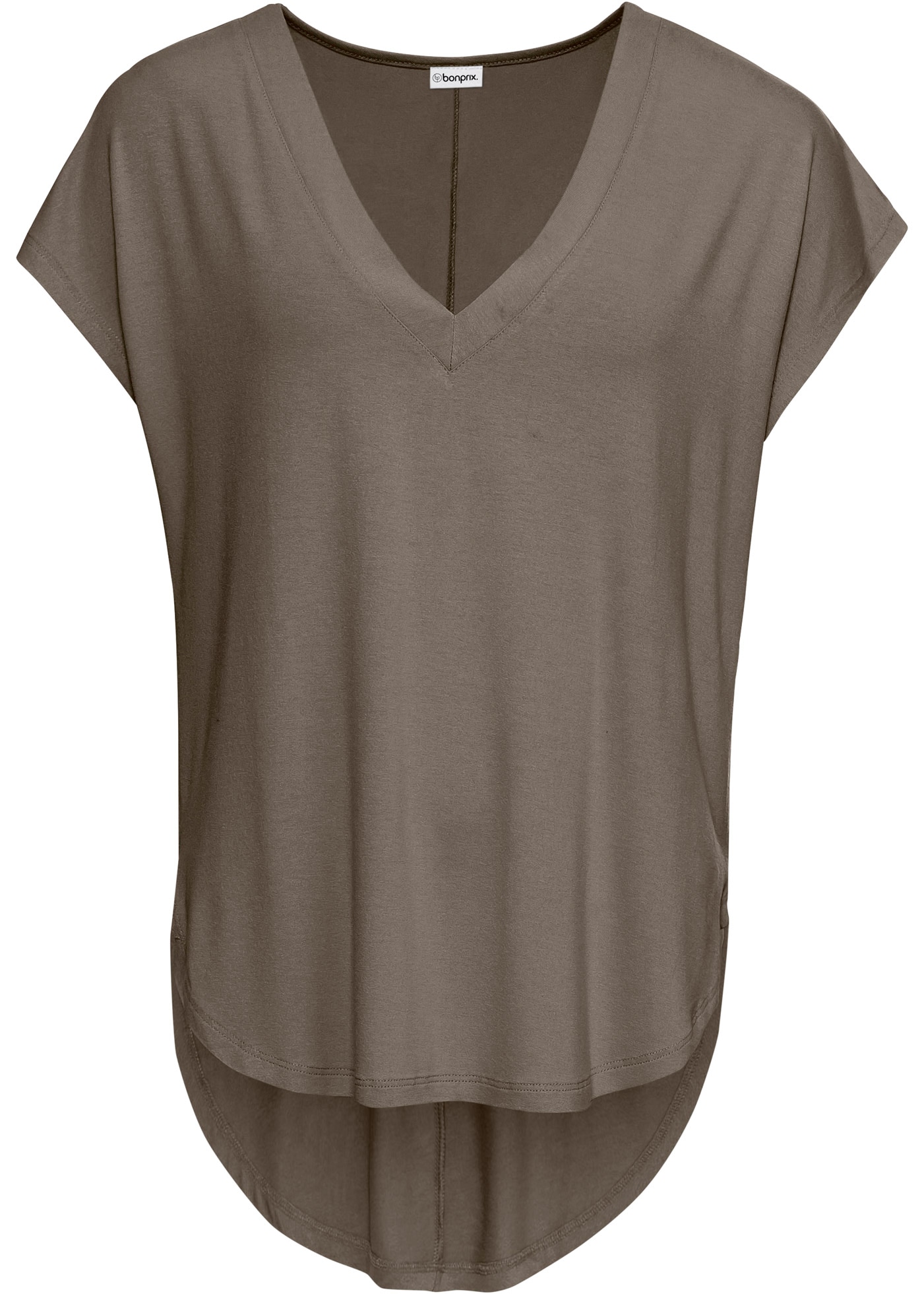 bonprix T-shirt oversize Oversize-Passform, tiefer V-Ausschnitt, abgerundeter Vokuhila-Saum