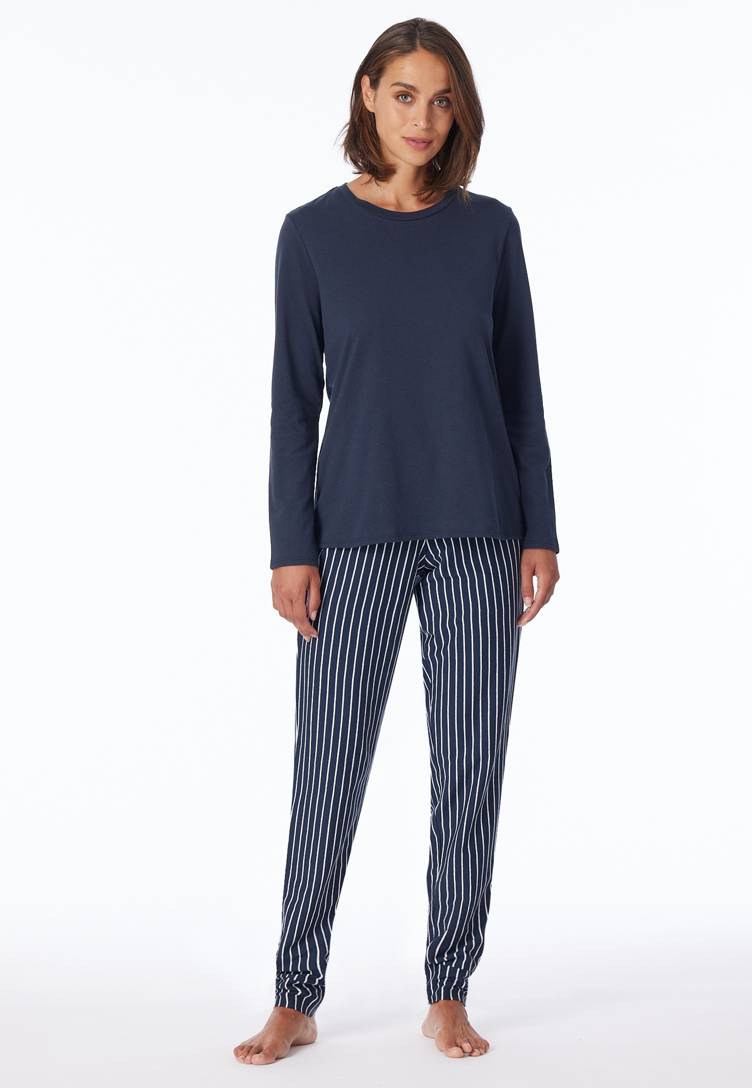 uncover by SCHIESSER Pyjama »Uncover Nightwear« 2 col rond, manches longues, qualité jersey simple