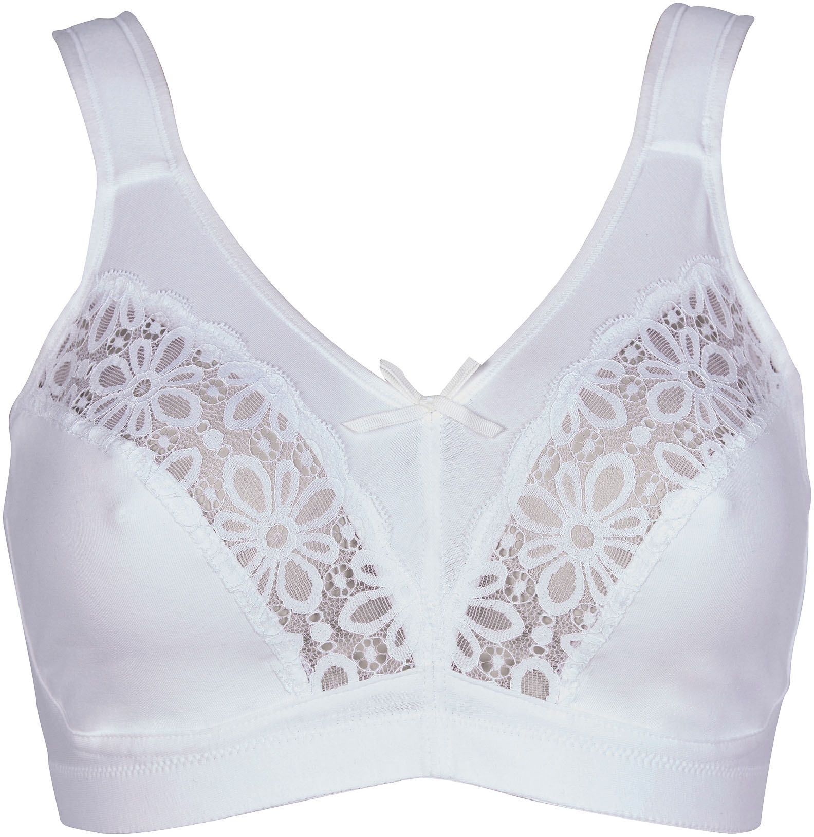 Elbrina Bügelloser BH 1 Stk. mit Spitze, mit Schleife, breite Träger, ohne Bügel, Baumwollmix