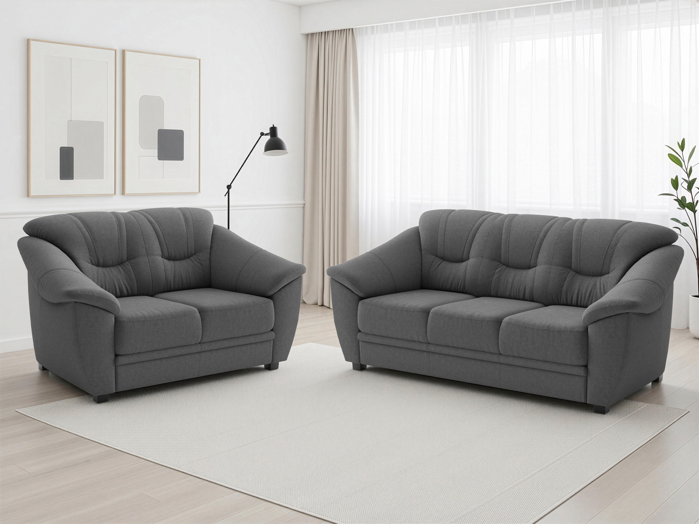 Image of sit&more Polstergarnitur "Savona, Set: 2- & 3er-Sofa, B: 148 bzw. 198 cm, Federkern-Polsterung" 2 tlg. komfortable Sitzhöhe 46 cm, frei im Raum stellbar, stilvolles Design