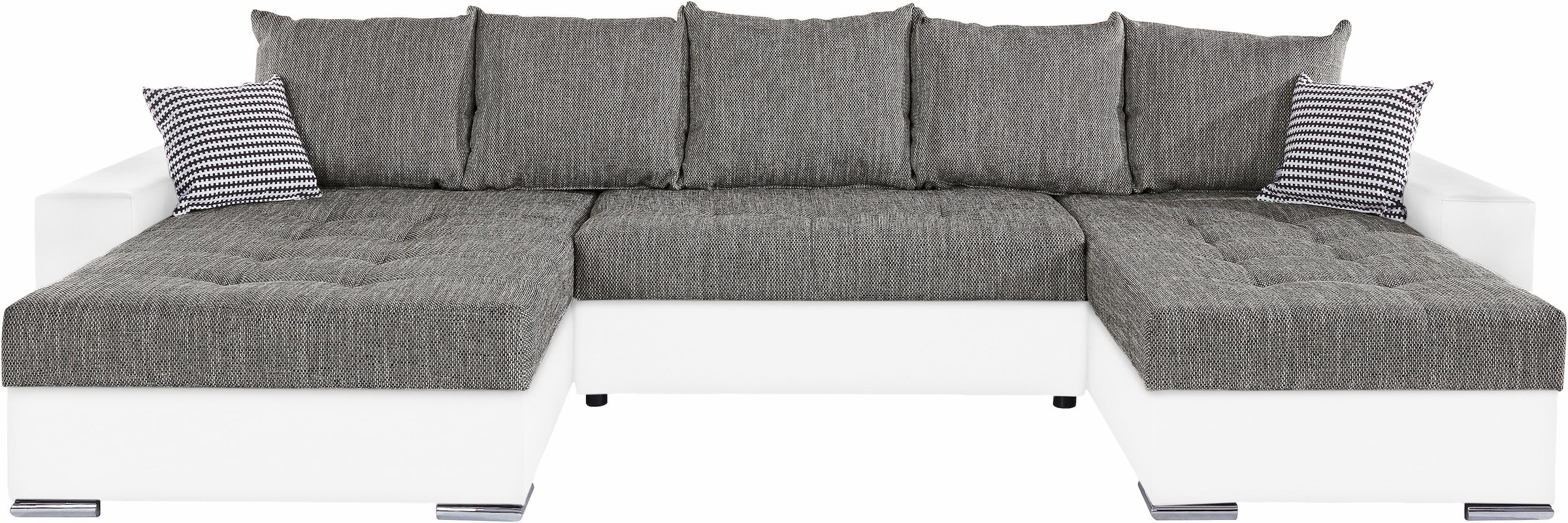 COLLECTION AB Wohnlandschaft »XXL-Josy U-Form, Breite 333 cm, mit 2 Recamieren 77 & 97 cm«, inkl. Bettfunktion, Bettkasten, mit 5 gleich grossen Rückenkissen