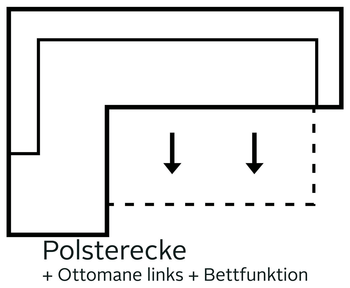Home affaire Ecksofa »Solvei L-Form«, wahlweise auch mit Kopfteilverstellung und Bettfunktion, Federkern