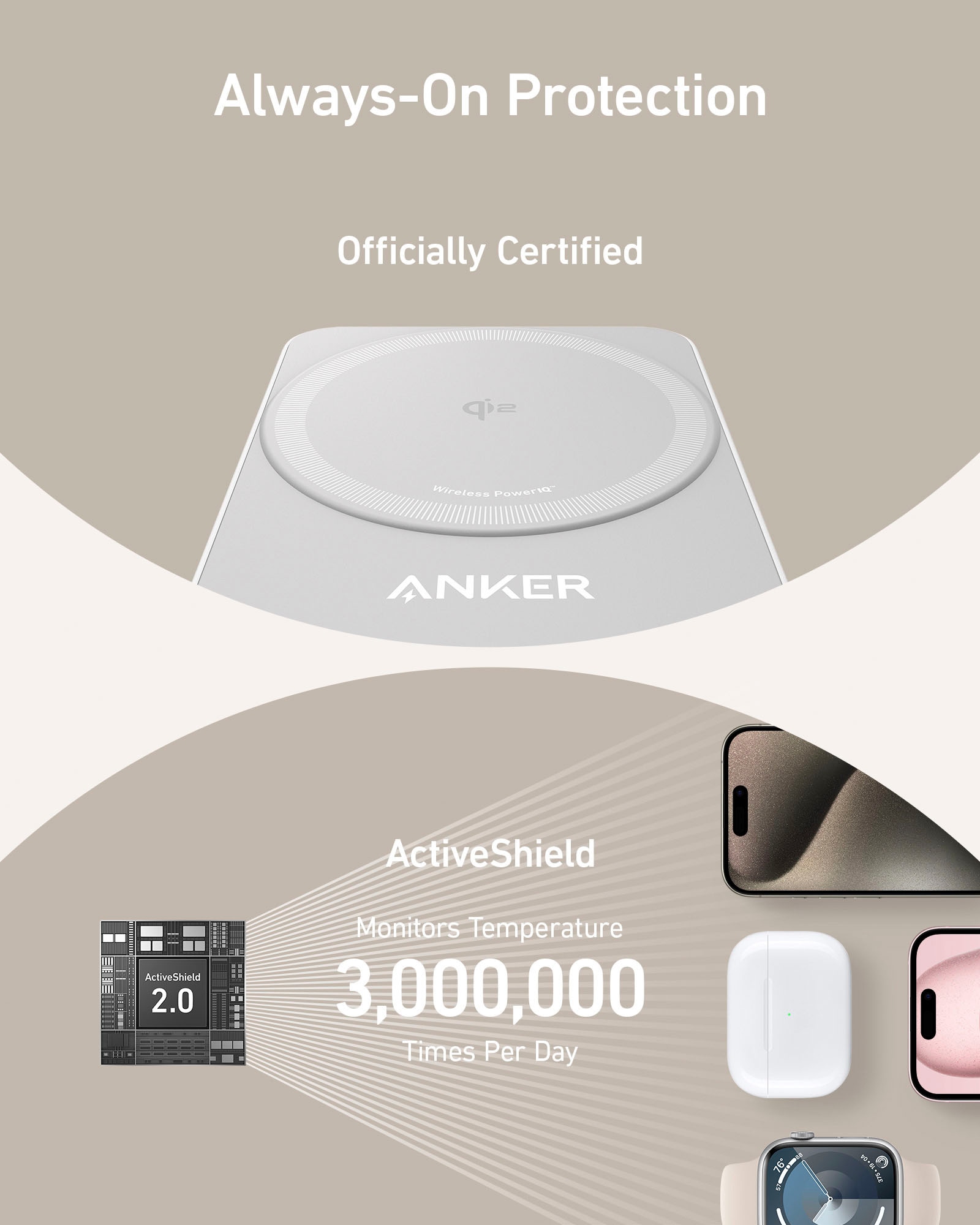 Anker Wireless Charger »MagGo Wireless Charging Station (Foldable 3-in-1)«