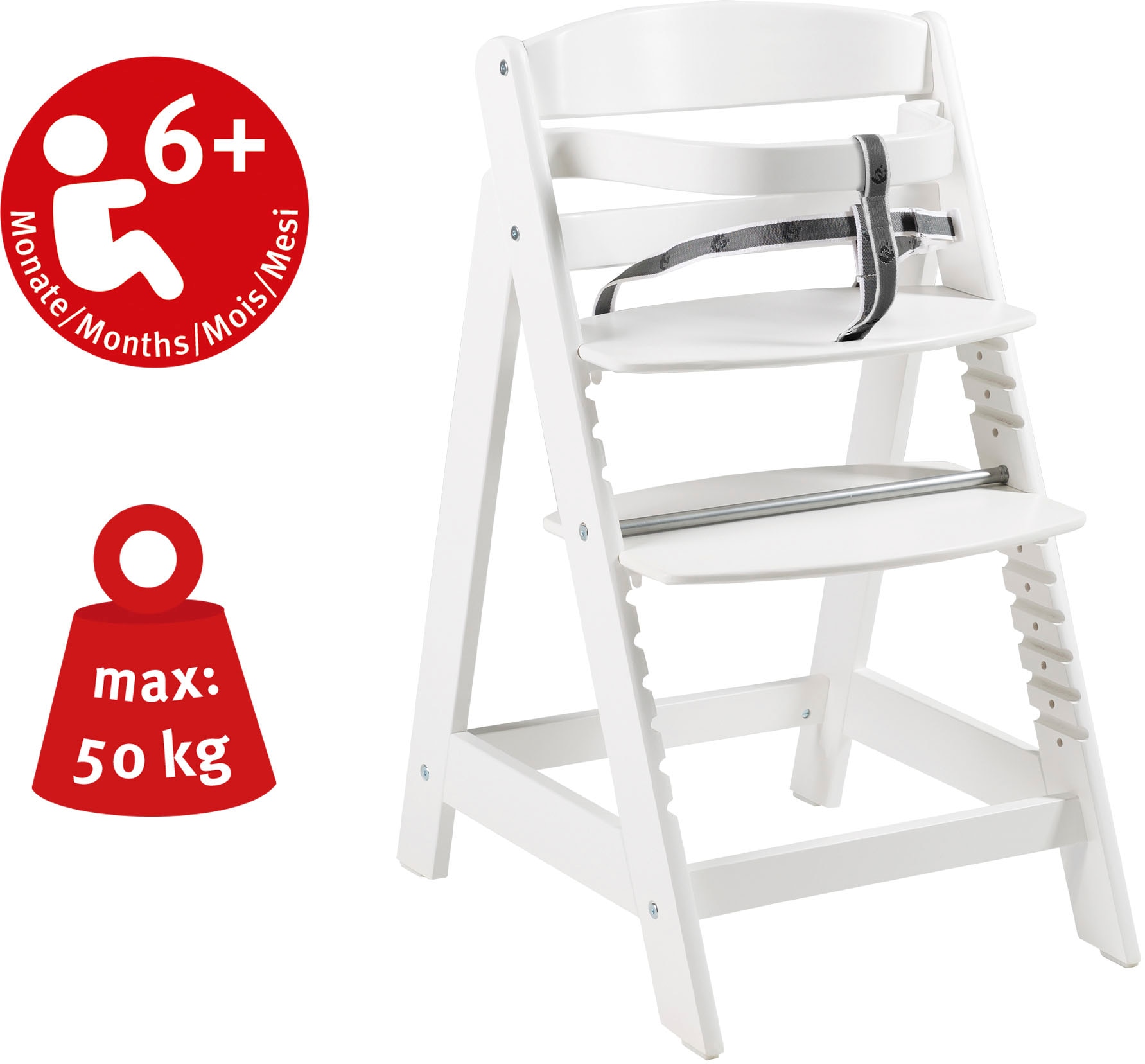 roba® Hochstuhl »Treppenhochstuhl Sit Up Click, weiss«, aus Holz