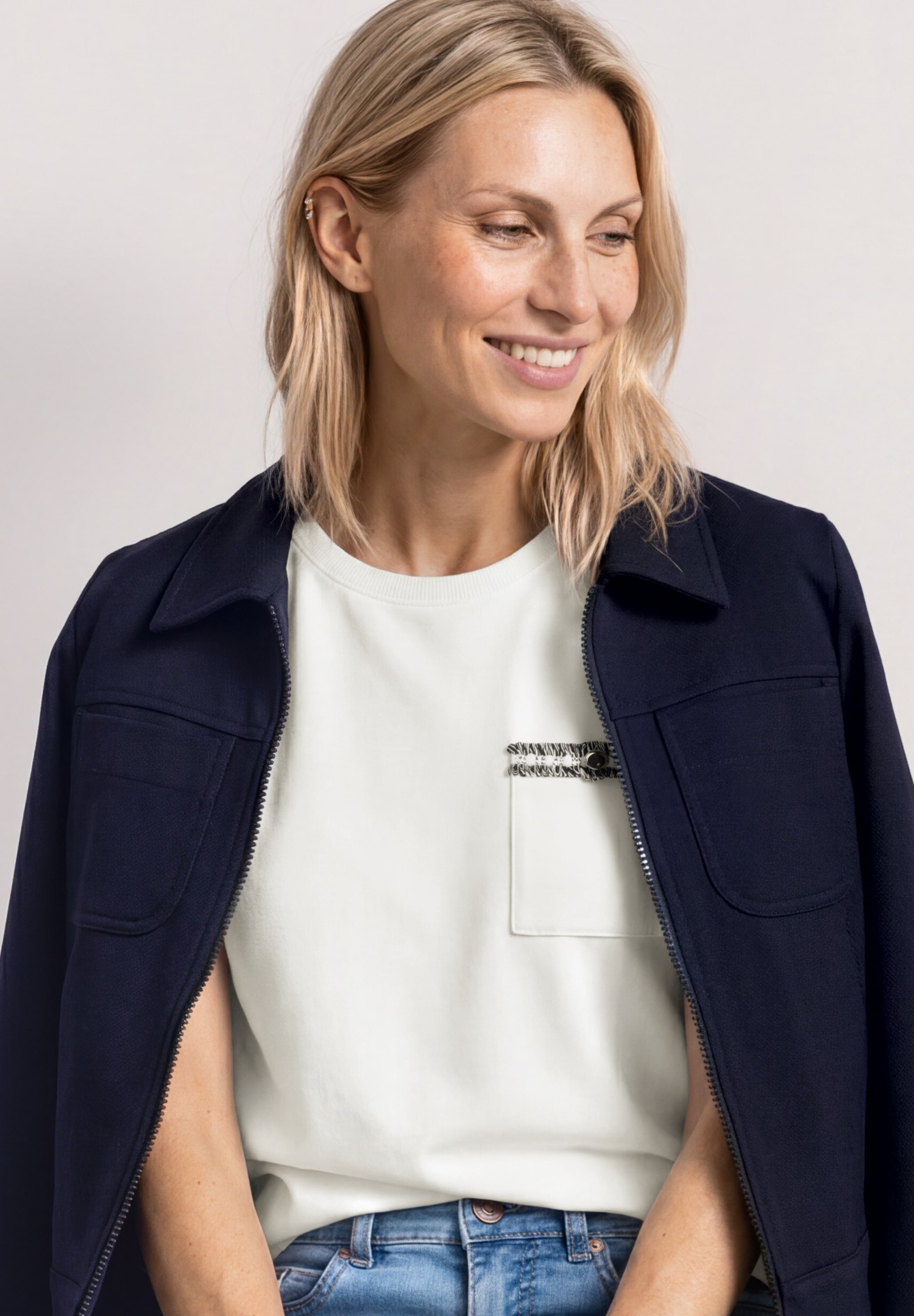 STREET ONE T-shirt à manches courtes t-shirt d'été avec poche poitrine décorative