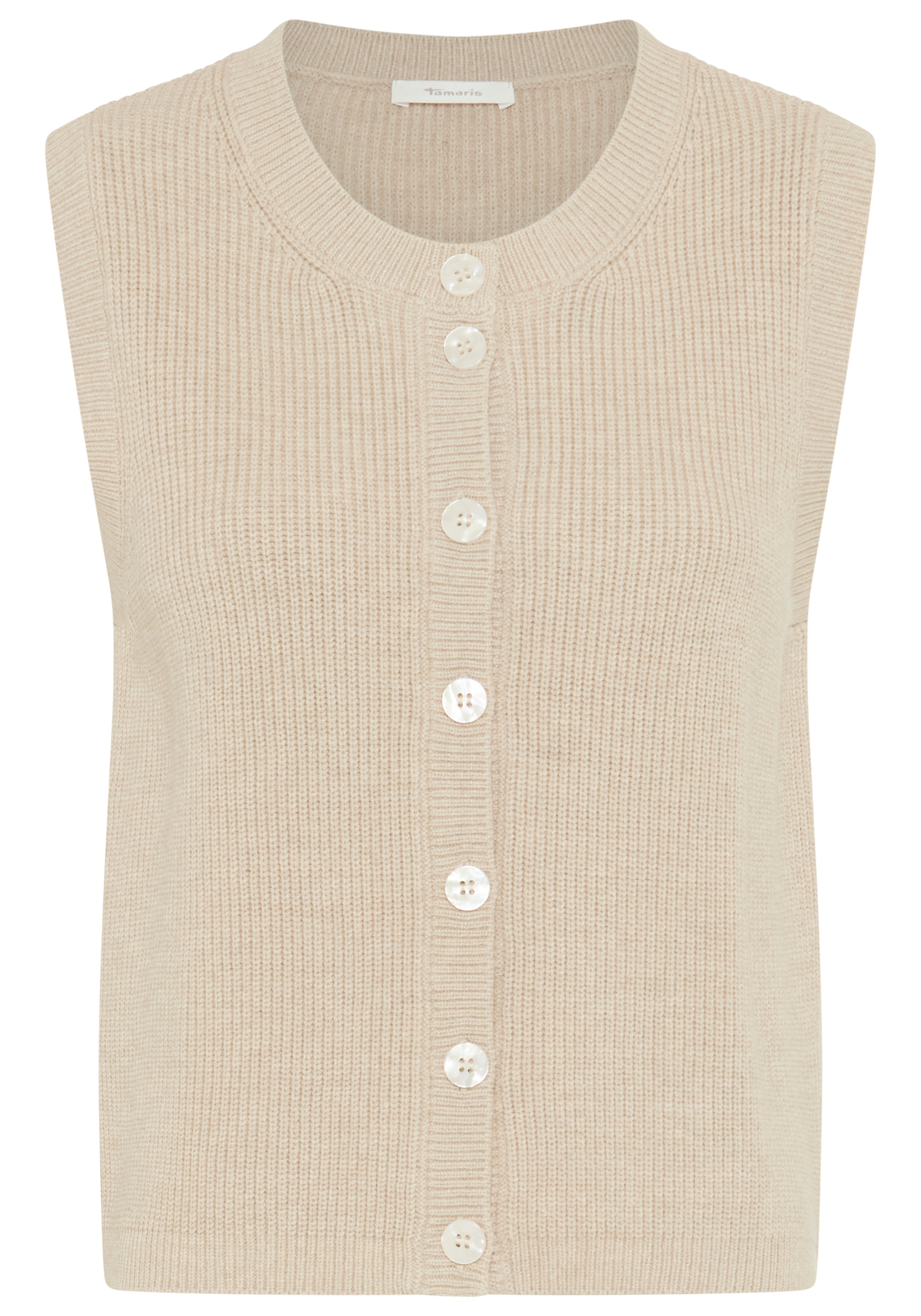 Tamaris Kurzarmpullover mit trendigem Schnitt und Knopfleiste