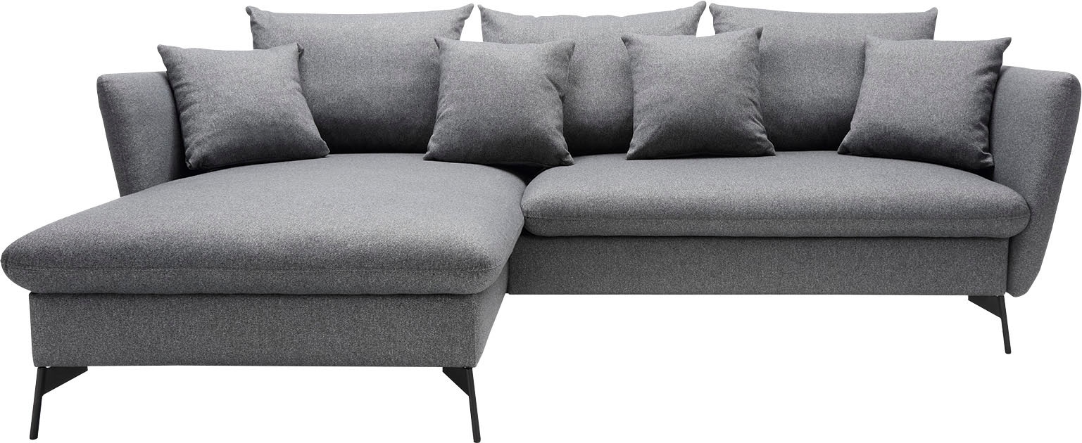 GOODproduct Canapé d'angle »LIVORNO,258 cm, L-Form,« fonction couchage et coffre (139/224cm), velours, structure, tissu tissé
