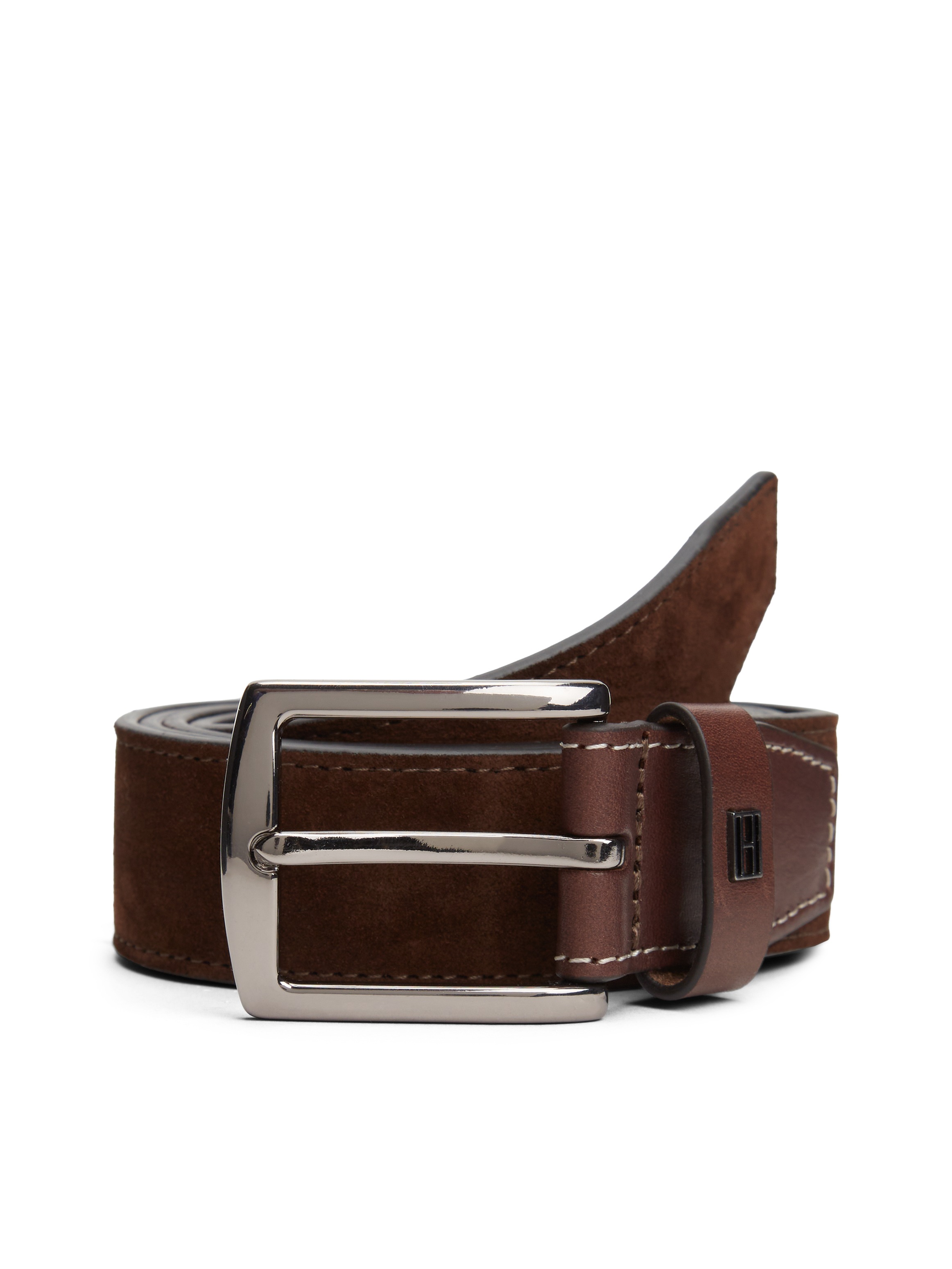 Tommy Hilfiger Ceinture en cuir »DENTON ELEVATED SUEDE 3,5 cm breit« aus Wildleder, kontrastfarbene Ziernähte