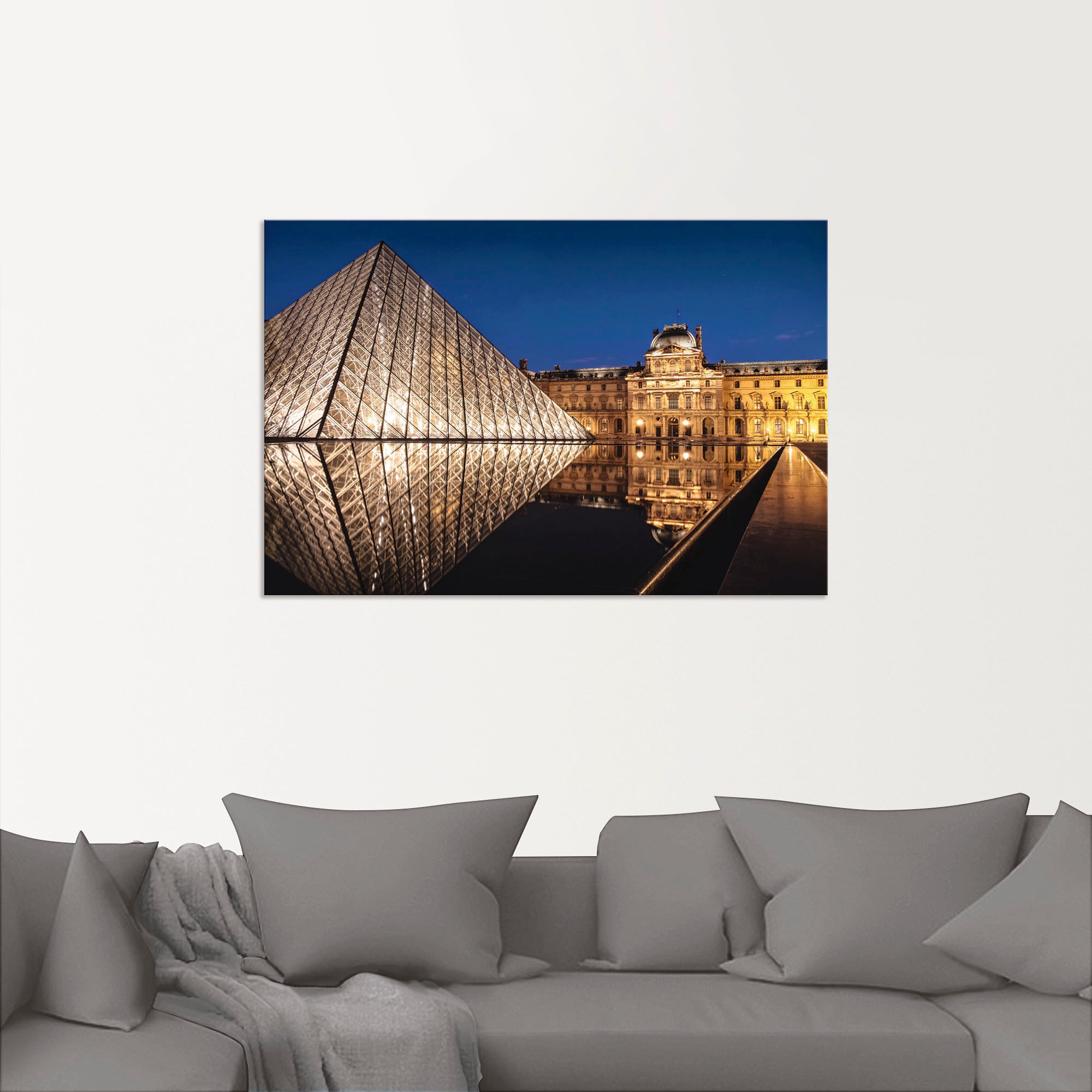 Artland Alu-Dibond-Druck »Glaspyramide Musée du Louvre, Paris«, Gebäude, (1 St.), für Innen- und Aussenbereich geeignet, Outdoorbild