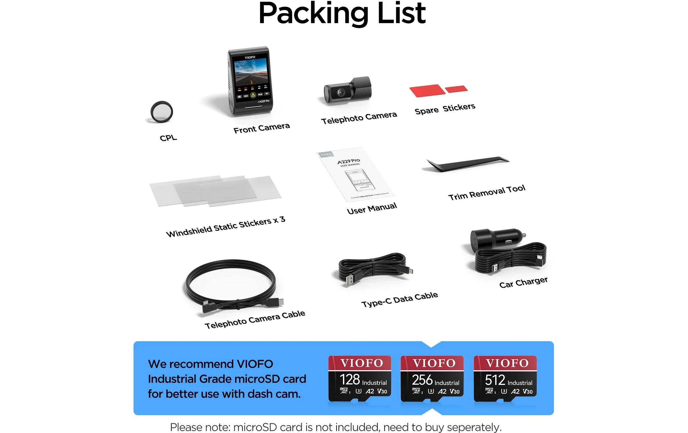   Dashcam »Viofo A229 Pro 2CH« 4K Ultra HD