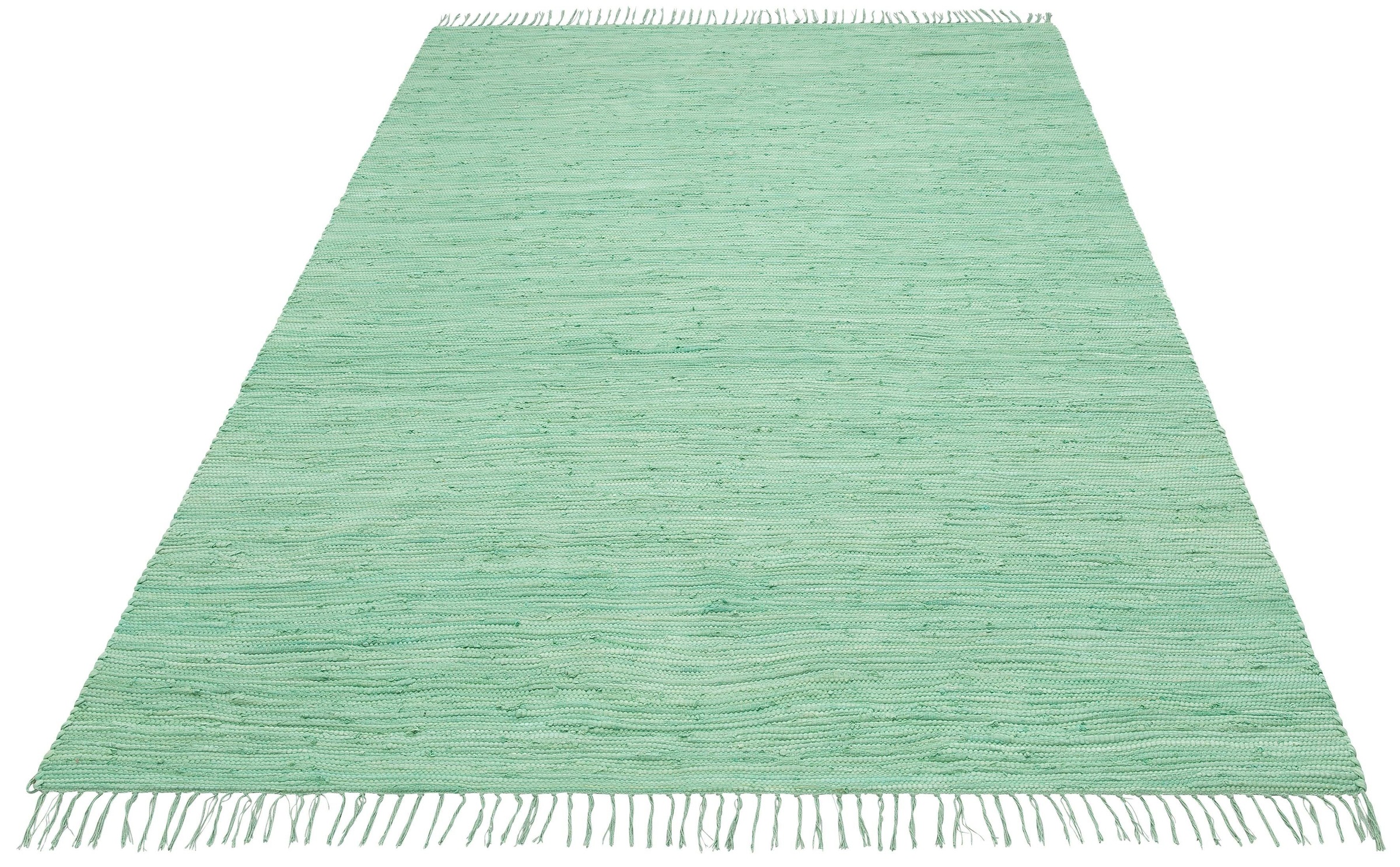 Image of GOODproduct Teppich "Paul" rechteckig 5 mm Höhe Wendeteppich, Uni, handgewebt, mit Fransen, reine Baumwolle, Läufer