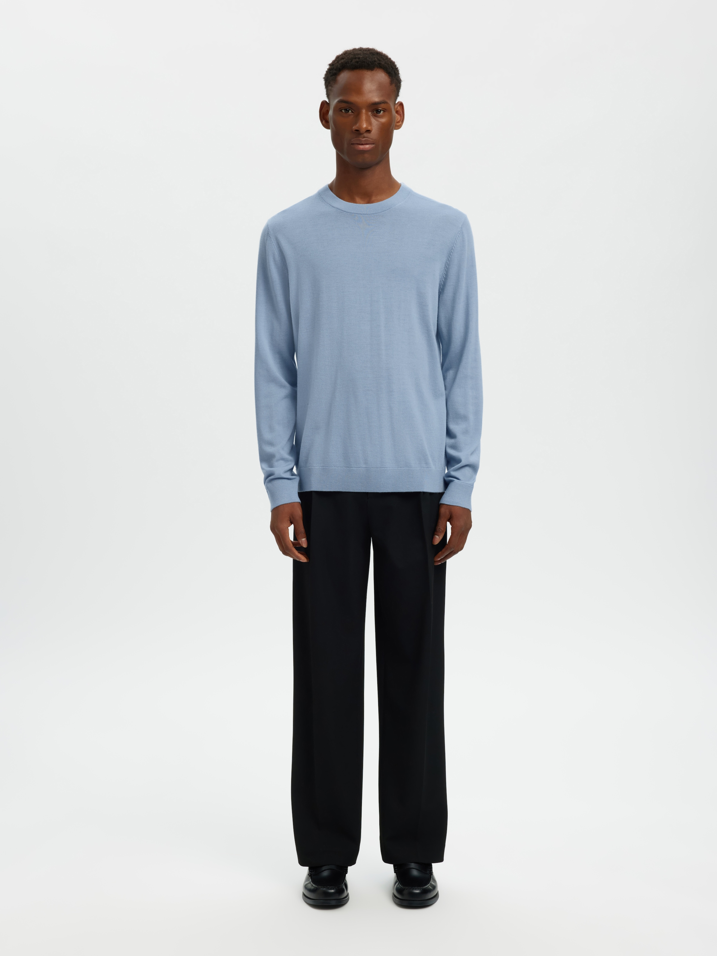 SELECTED Strickpullover »SLHTRAY LS KNIT MERINO CREW NECK NOOS« Wolle, regular fit