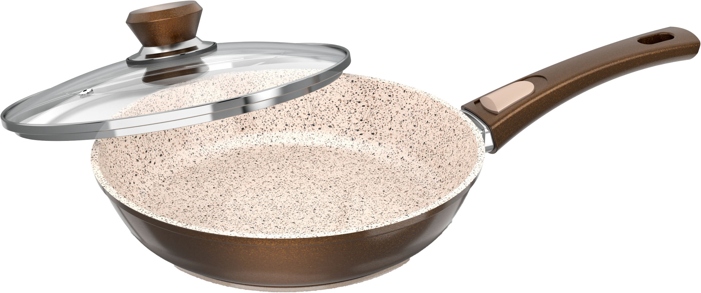 Genius Set de poêles »Cerafit Granit - Grand-Edition Pfanne, 7-teiliges Set« Edelstahl Set, je 1x Pfanne + Deckel 24 cm + 28 cm, 1x Pfanne 20 cm, 2x Einleger, 7 cuis tlg. geeignet für Aufläufe, zum Schmoren o. Backen - ohne Griff und Deckel