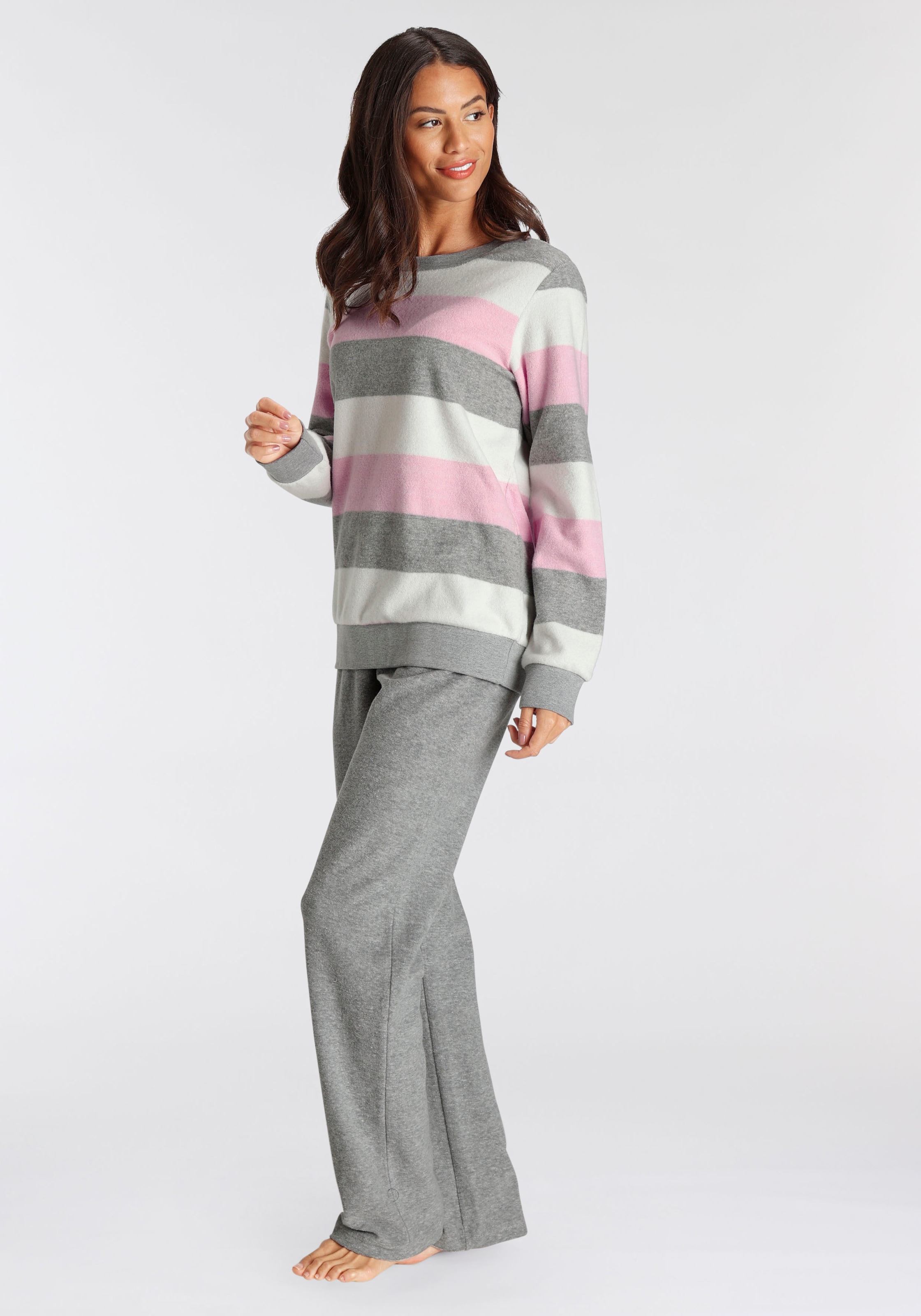 Vivance Dreams Pyjama, (2 tlg.), aus weichem Frottée und mit Colorblock  Streifen versandkostenfrei kaufen