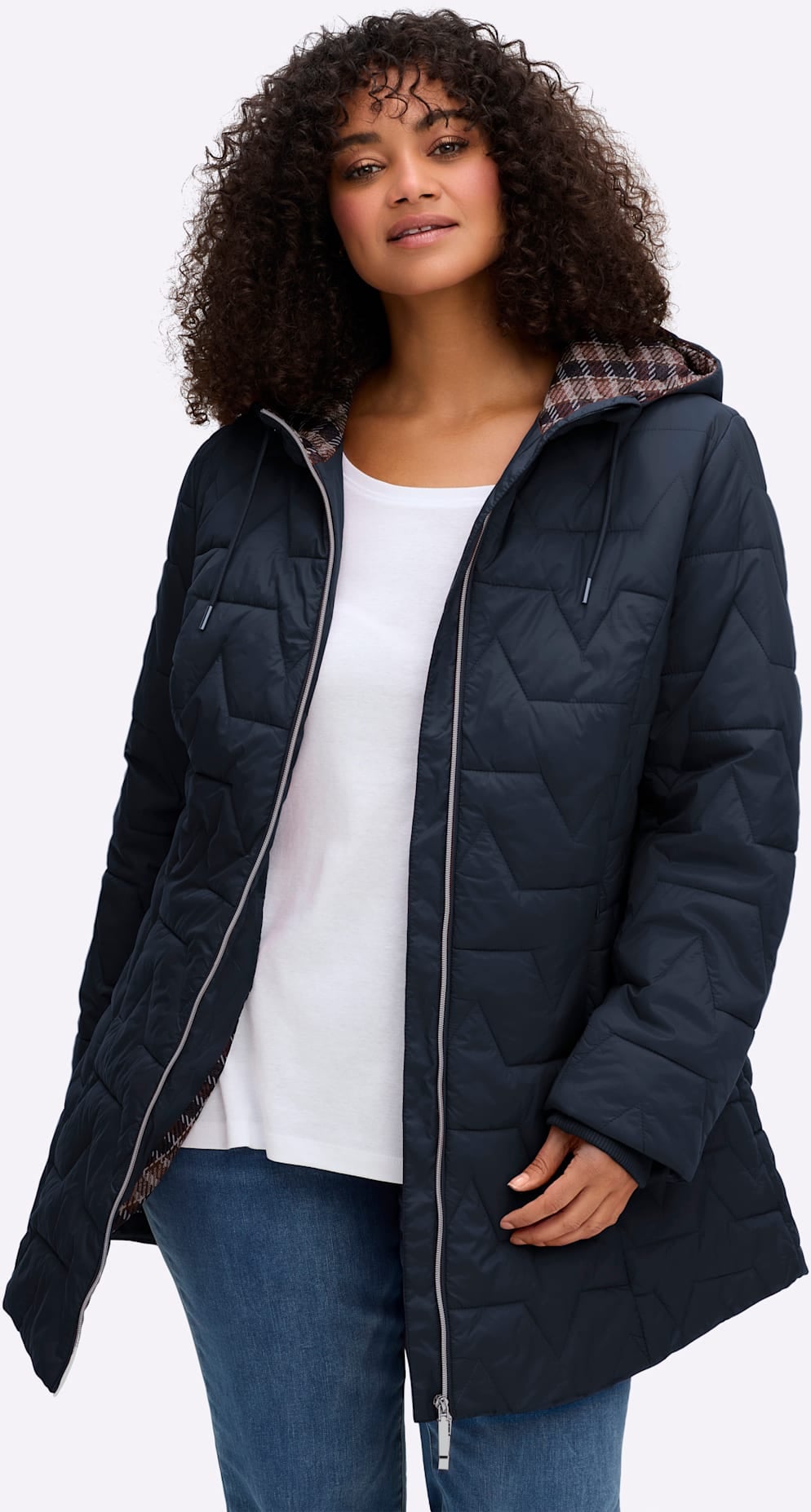 Sheego Veste matelassée avec capuche