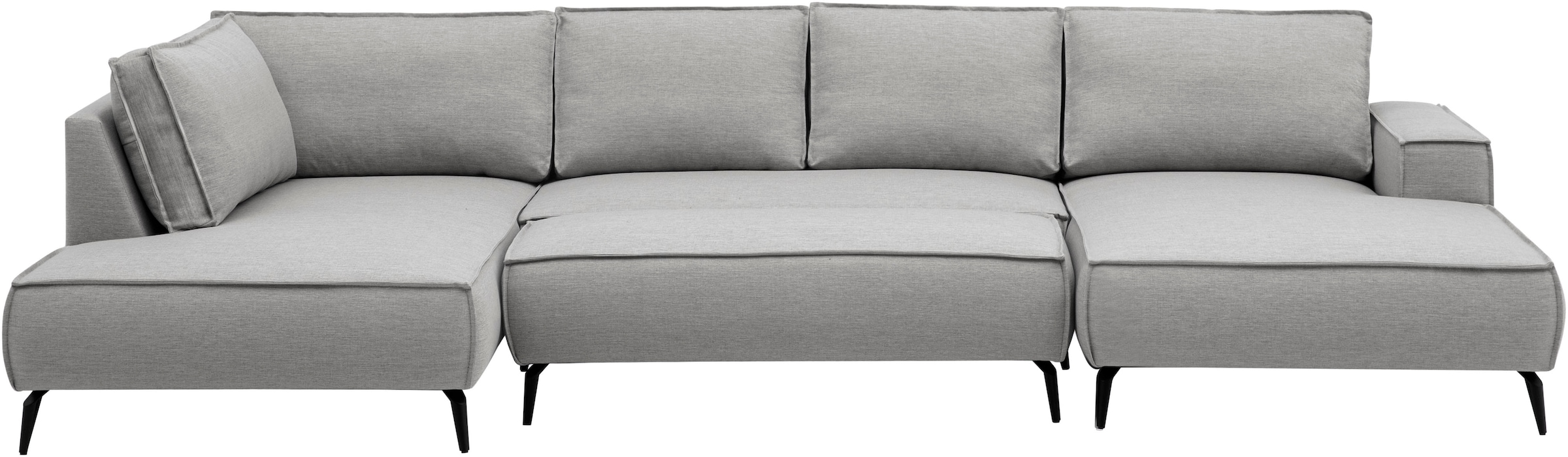 GOODproduct Wohnlandschaft »TVINNU Leinenoptik, 354, mit Hocker« Recamiere rechts/links, stellbar zum Schlafsofa (Krokodilverbinder)