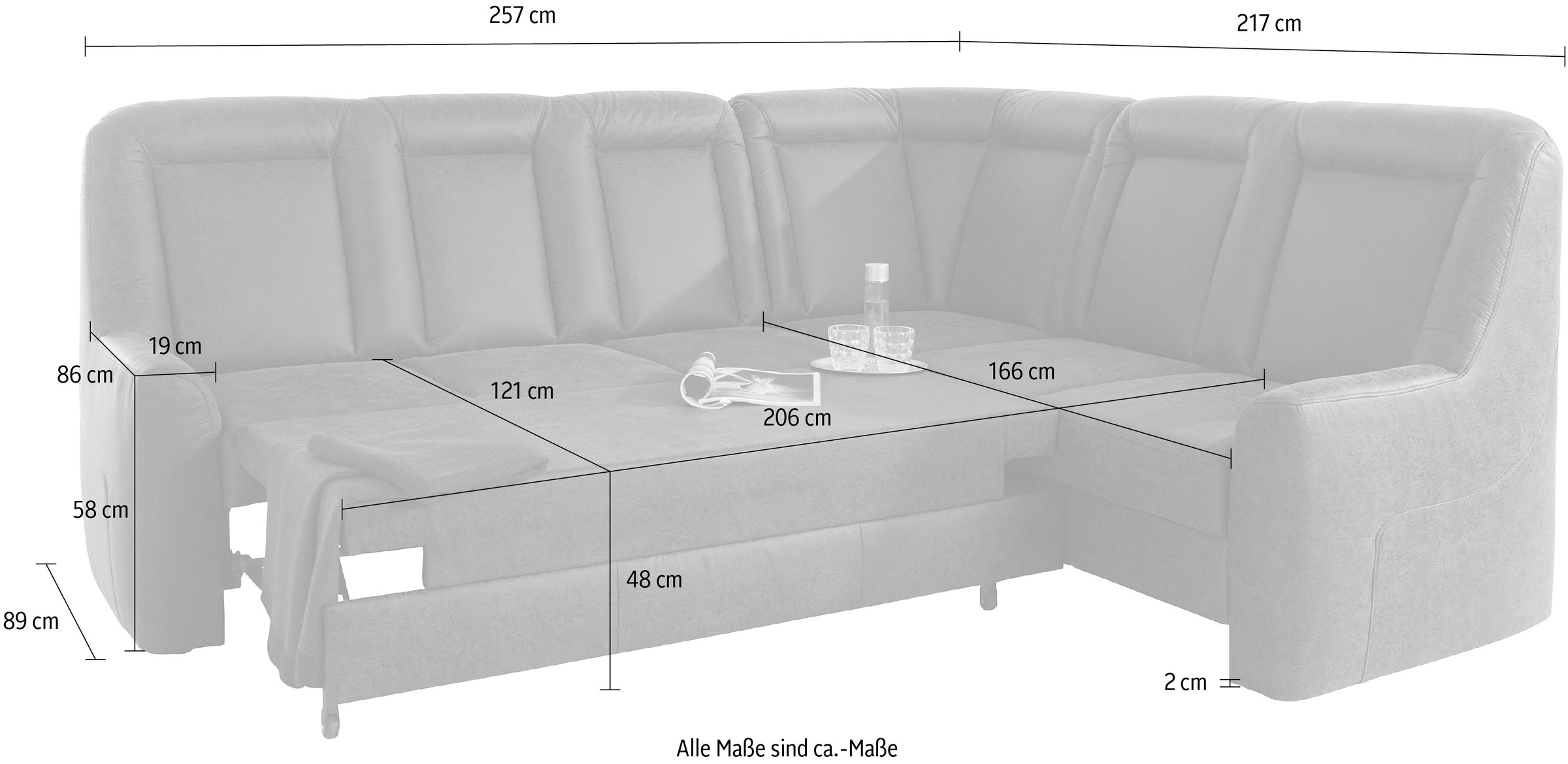 sit&more Ecksofa »Melissa L-Form«, klassisches Polsterprogramm, wahlweise Bettfunktion und Schubkasten