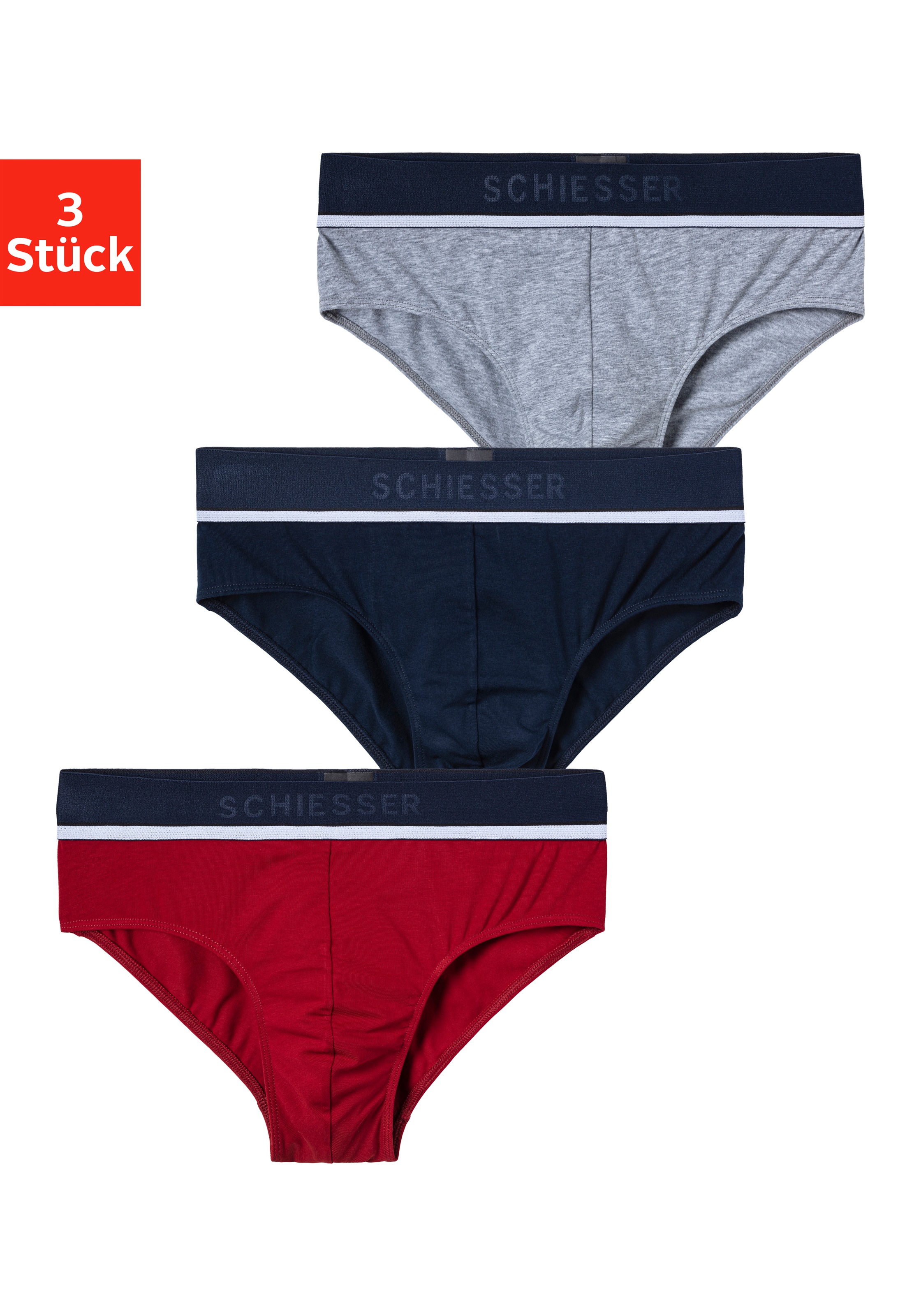 Image of Schiesser Slip, (3 St.), Webbund mit dezentem Logo vorn bei Ackermann Versand Schweiz