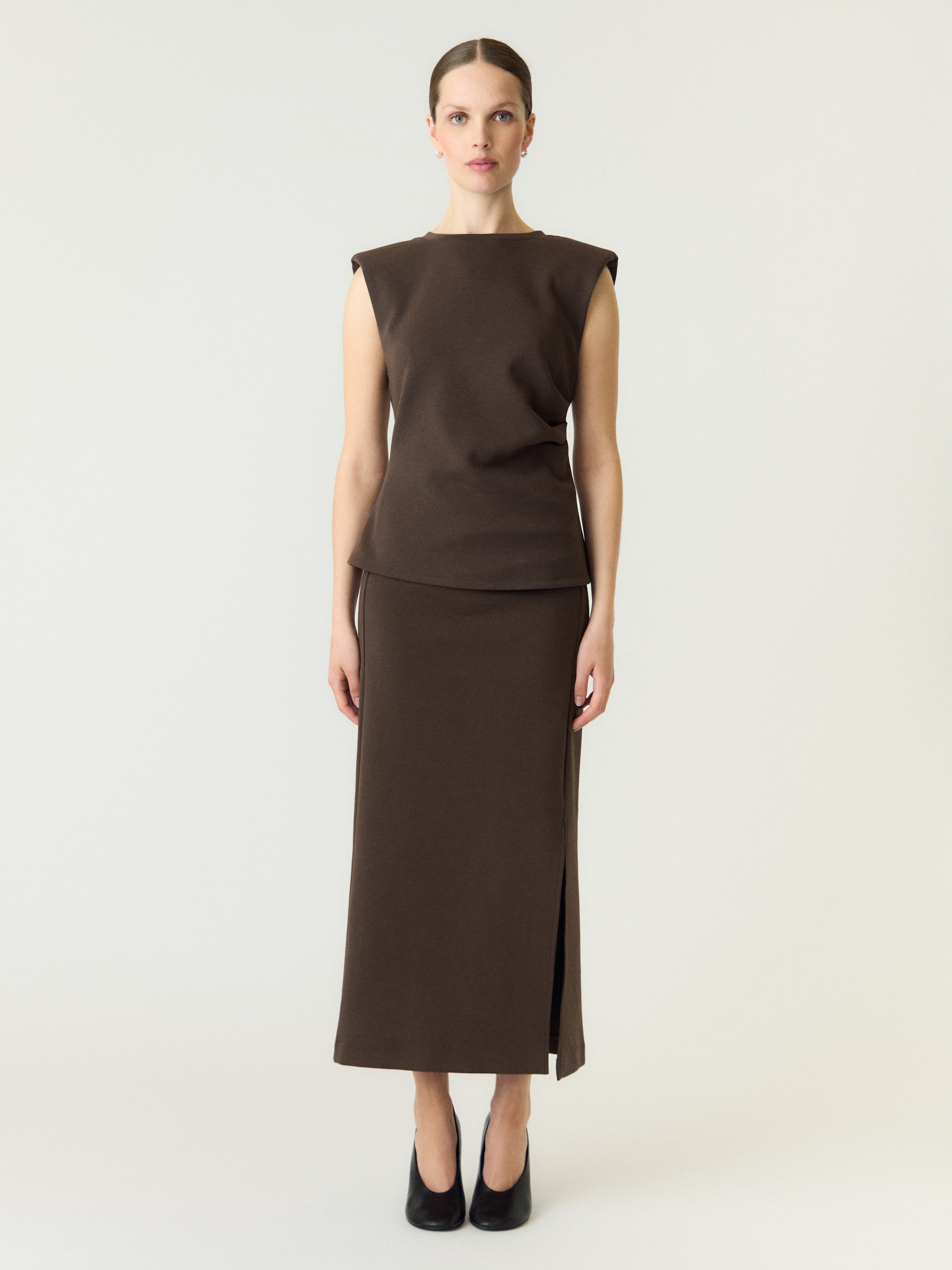 Y.A.S Maxi jupe »YASPINA HW LONG SKIRT NOOS« mélange de coton, taille haute