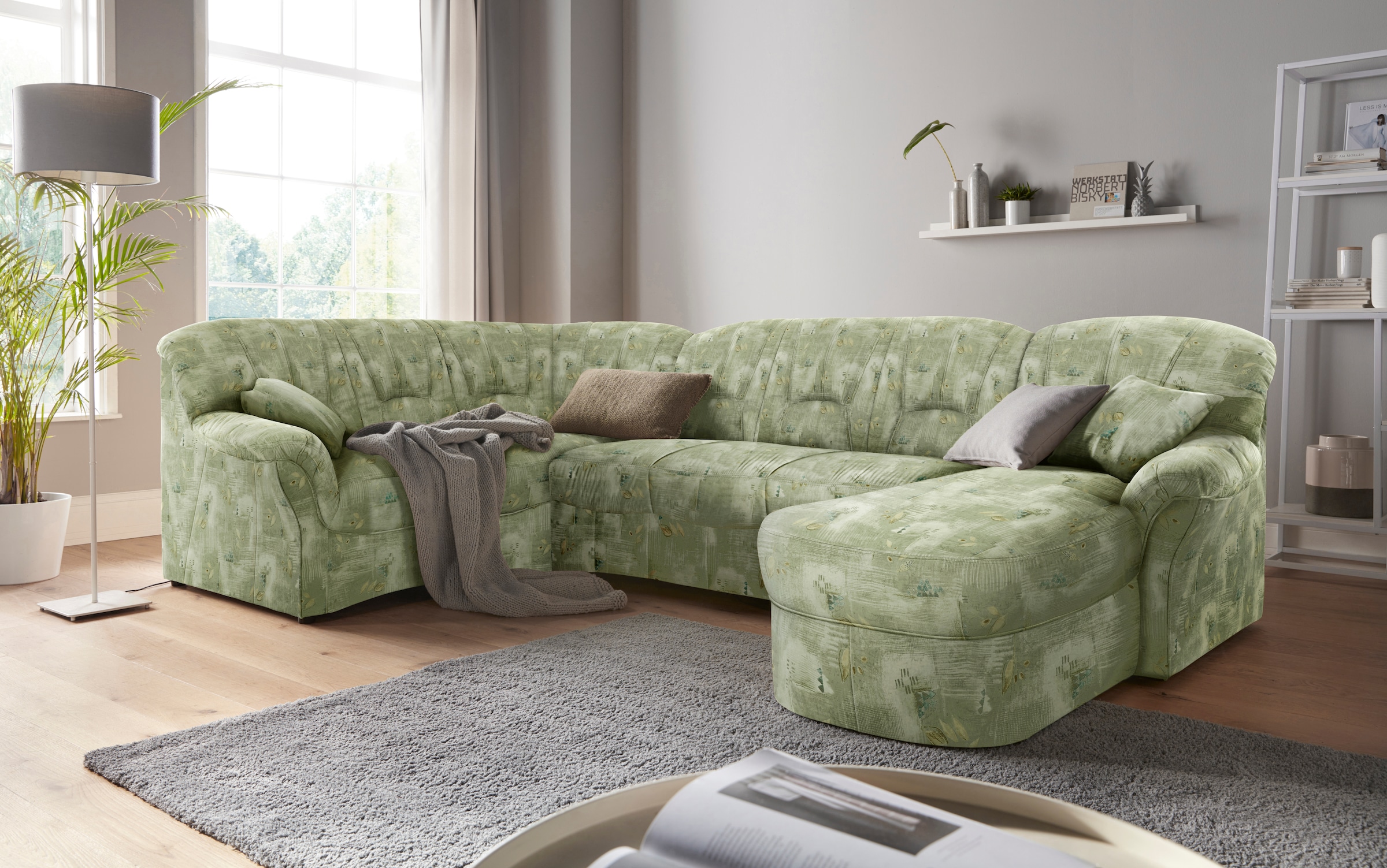 Image of DOMO collection "Bahia U-Form, B/T: 308/200 cm, mit Federkern, belastbar bis 140kg/Sitz" Microfaser MELROSE, mocca