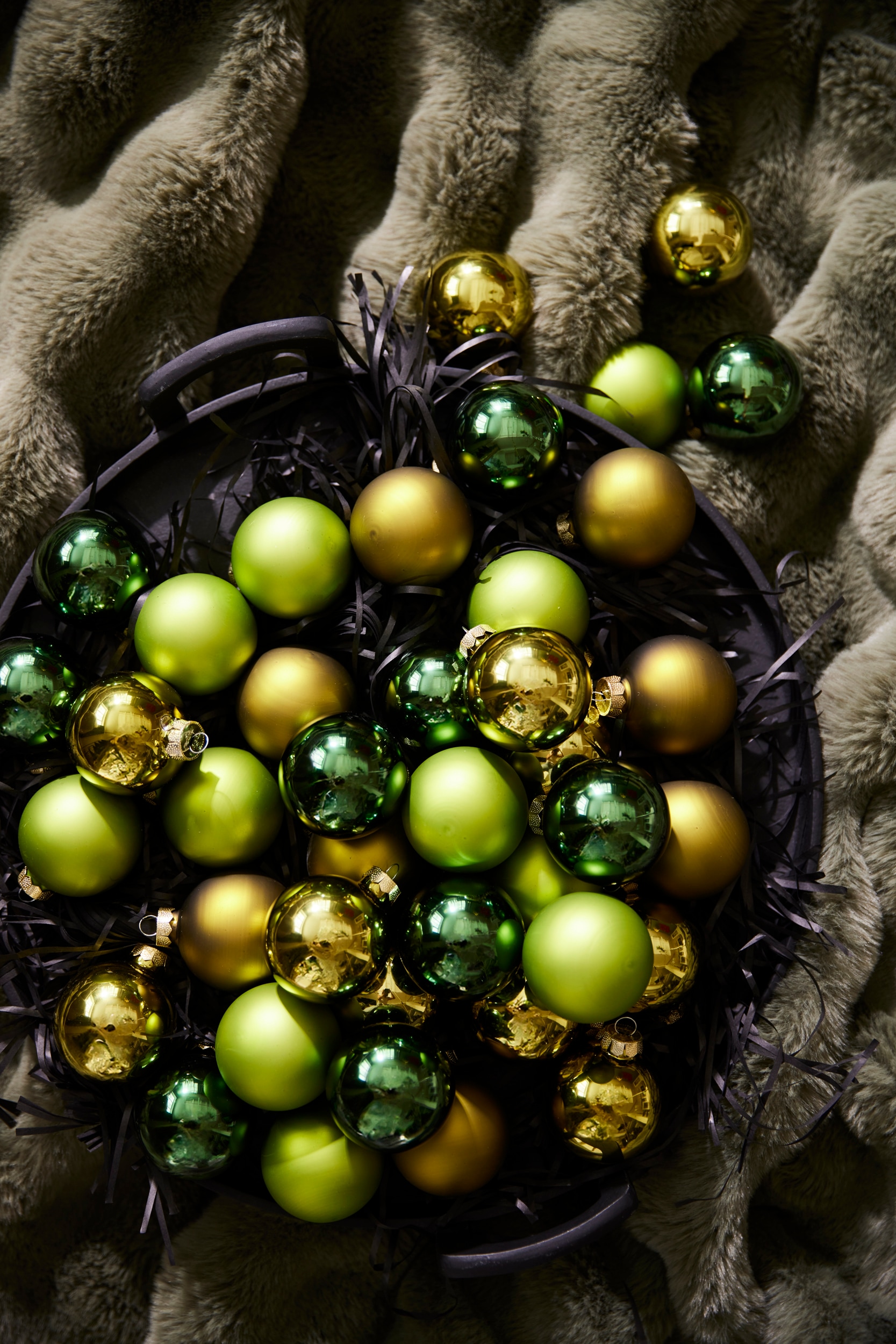 MAGIC by Inge Boule de Noël »Golden Meadow« en verre, 30 boules de 6 cm, avec 50 suspensions