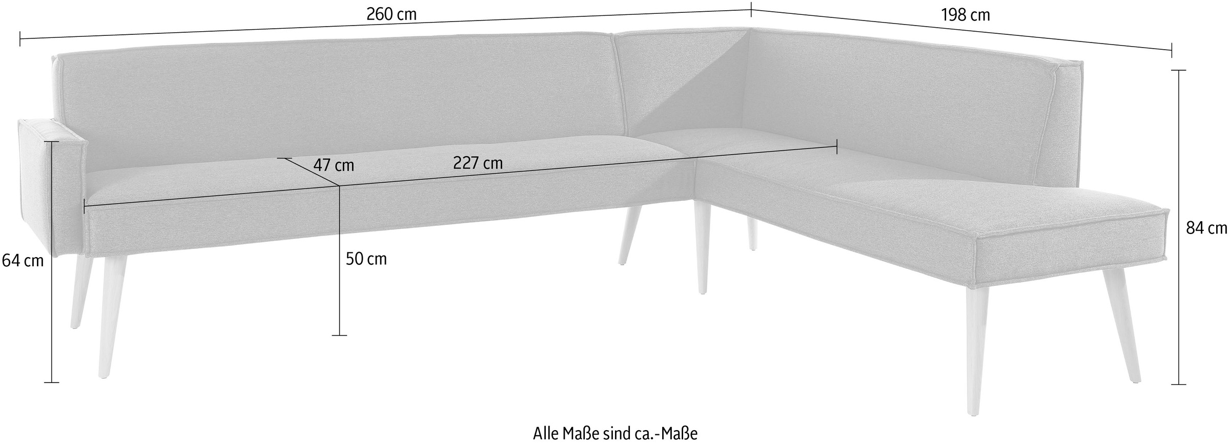 exxpo - sofa fashion Banc d'angle »Lungo, moderne Kedernaht, bequem und elegant, hoher Holzfuss« hochwertige Detailverarbeitung, frei im Raum stellbar