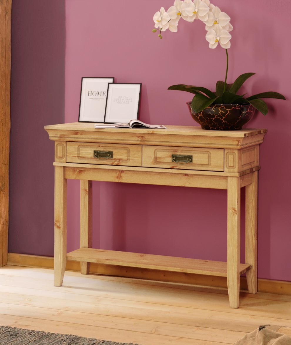OTTO home Nachttisch "Vinales; Konsolentisch, Beistelltisch ideal für Boxspringbetten" Made in Europe, aus massiver Kiefer, mit Fräsungen, FSC zertifiziert