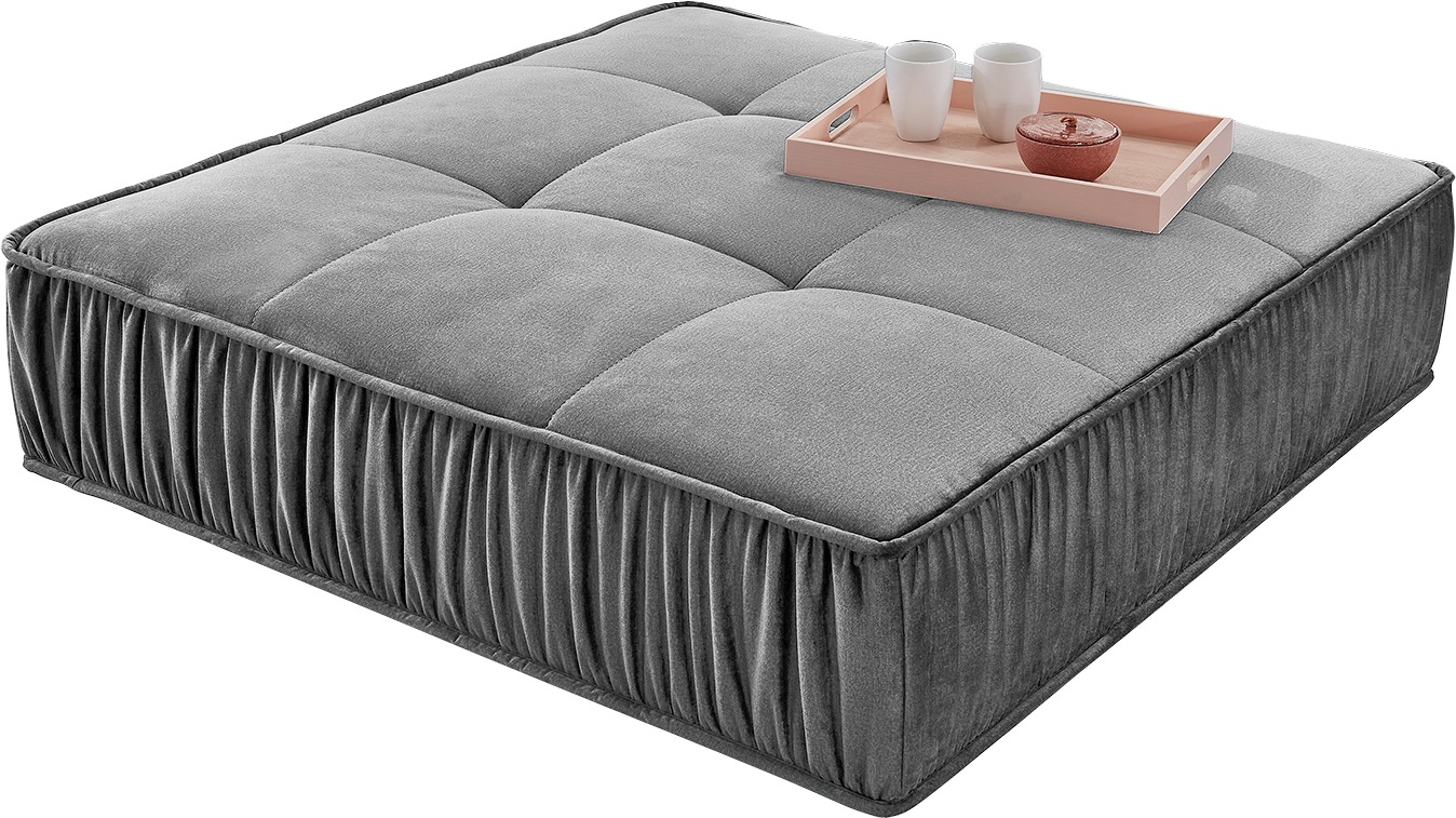 Image of Places of Style Hocker, mit schwebender Optik und künstlerischer Raffung an der vorderen Kante, Federkernpolsterung bei Ackermann Versand Schweiz