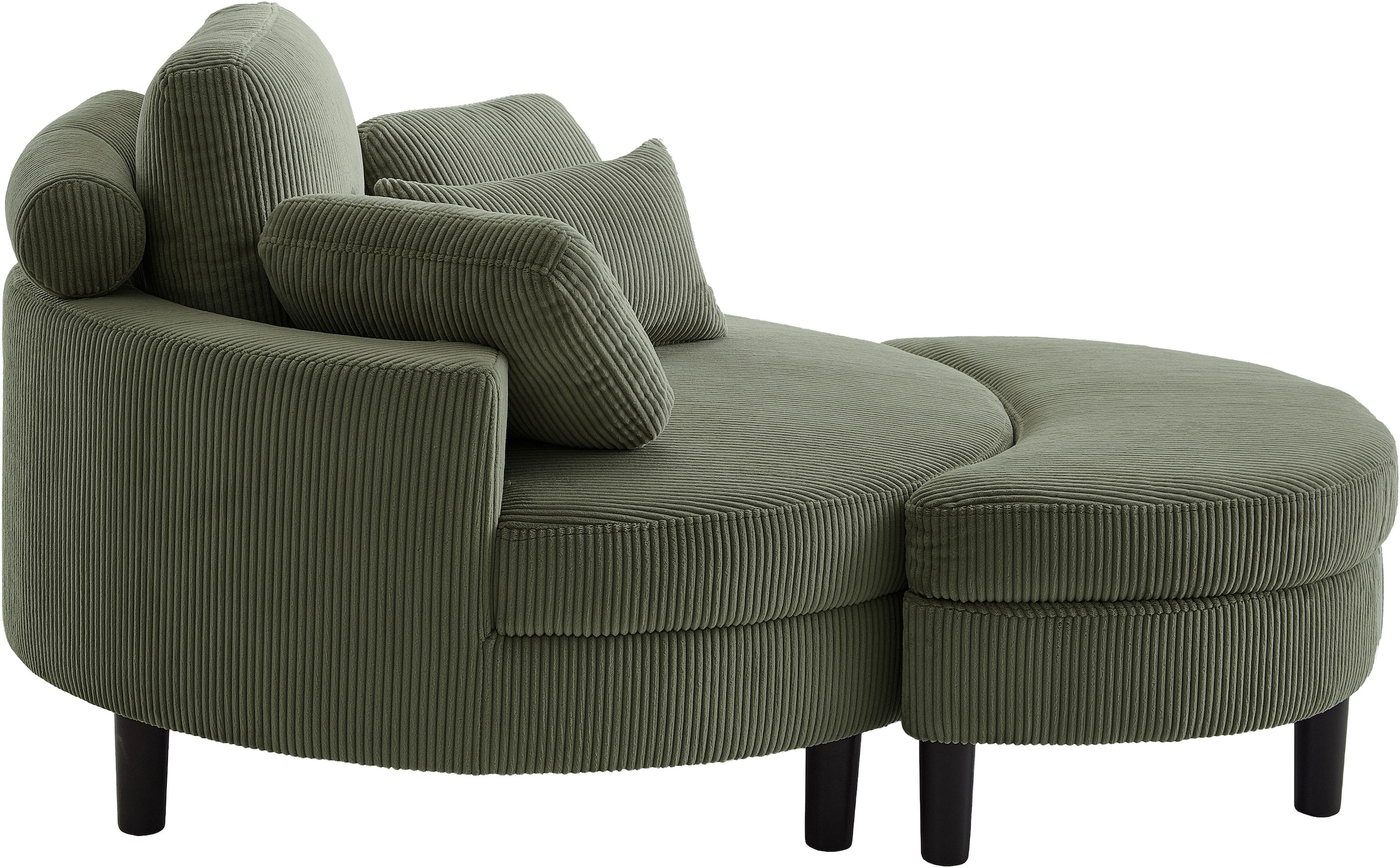 ATLANTIC home collection Loveseat »Ravi«, XXL- Sessel, inklusive Stauraumhocker, Rückenkissen & drei Zierkissen