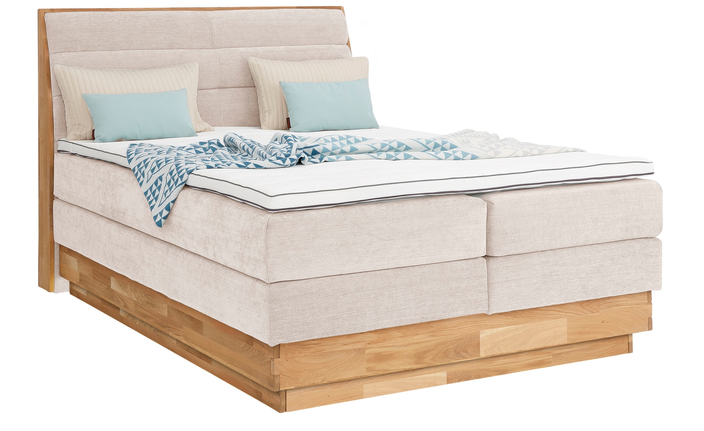 GOODproduct Boxspringbett »Jenna«, ohne LED-Beleuchtung, mit zertifizierten, recycelten Bezugsstoffen