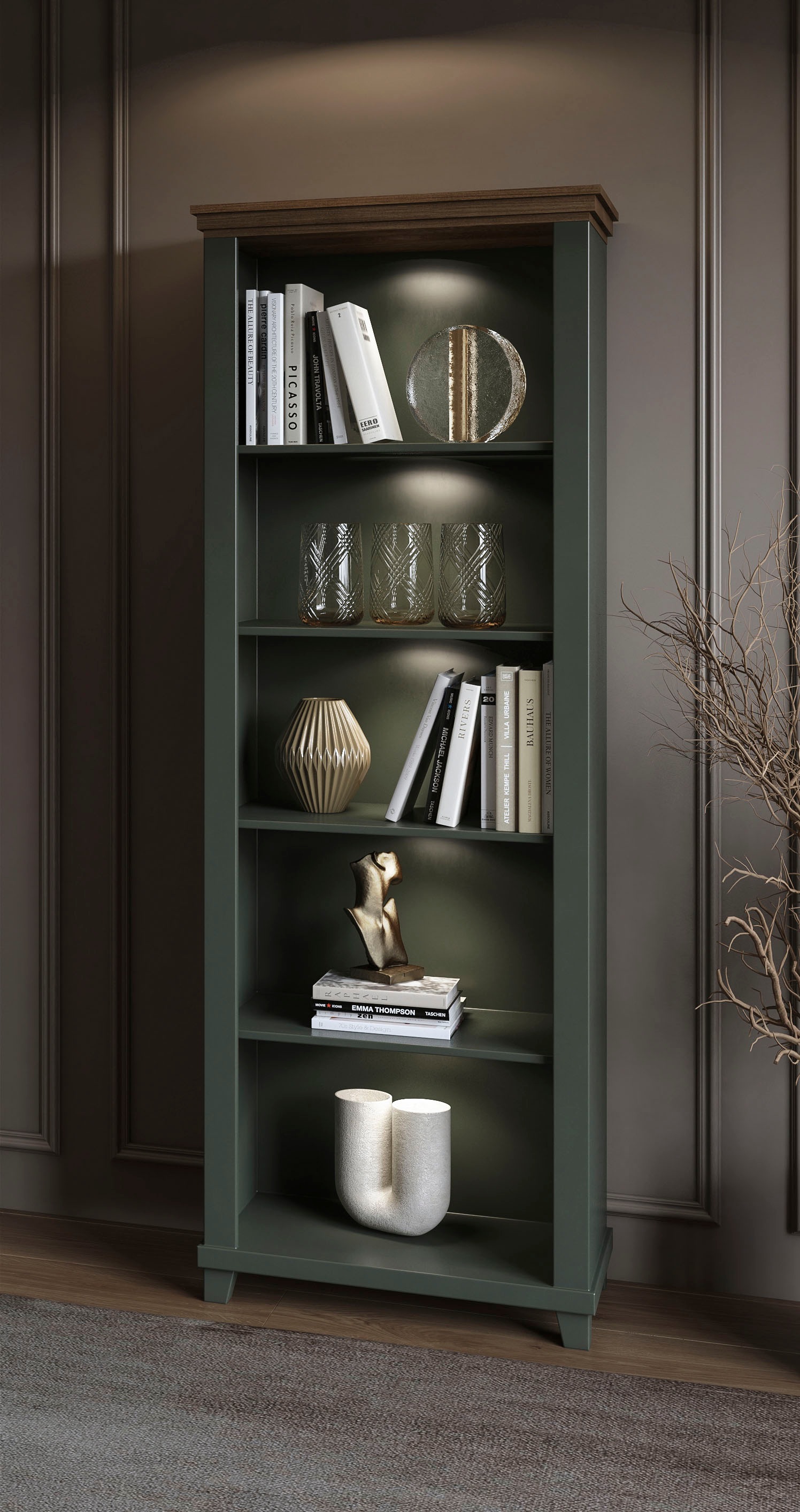 Helvetia Aktenregal "Evora, Breite 71cm, Bücherregal" Bücherschrank mit 5 Fächern, Standregal