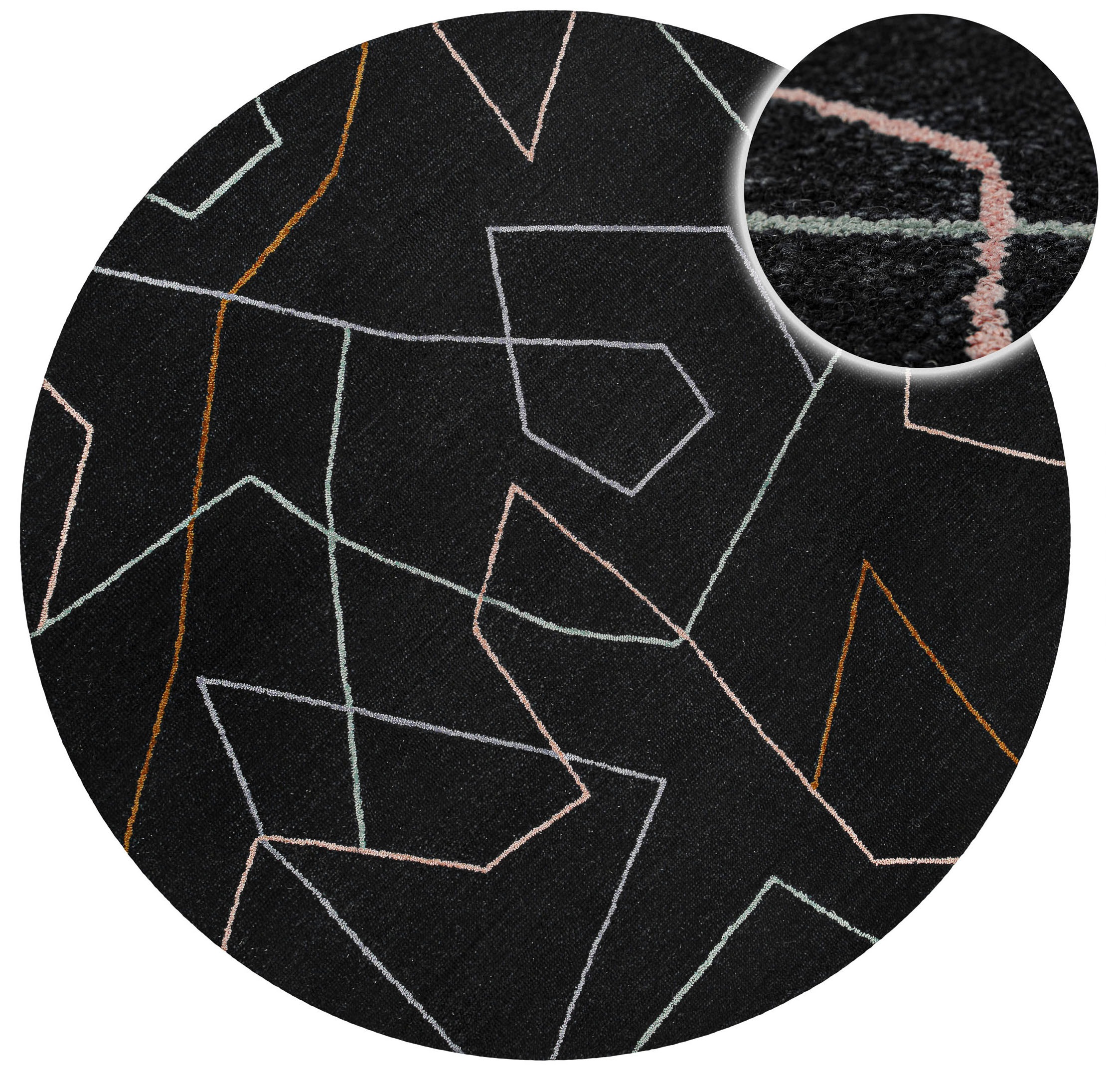 Wecon home Teppich »Nox« rund 6 mm Höhe Wollteppich, abstrakt, hochwertig, handgetuftet, robust, modern
