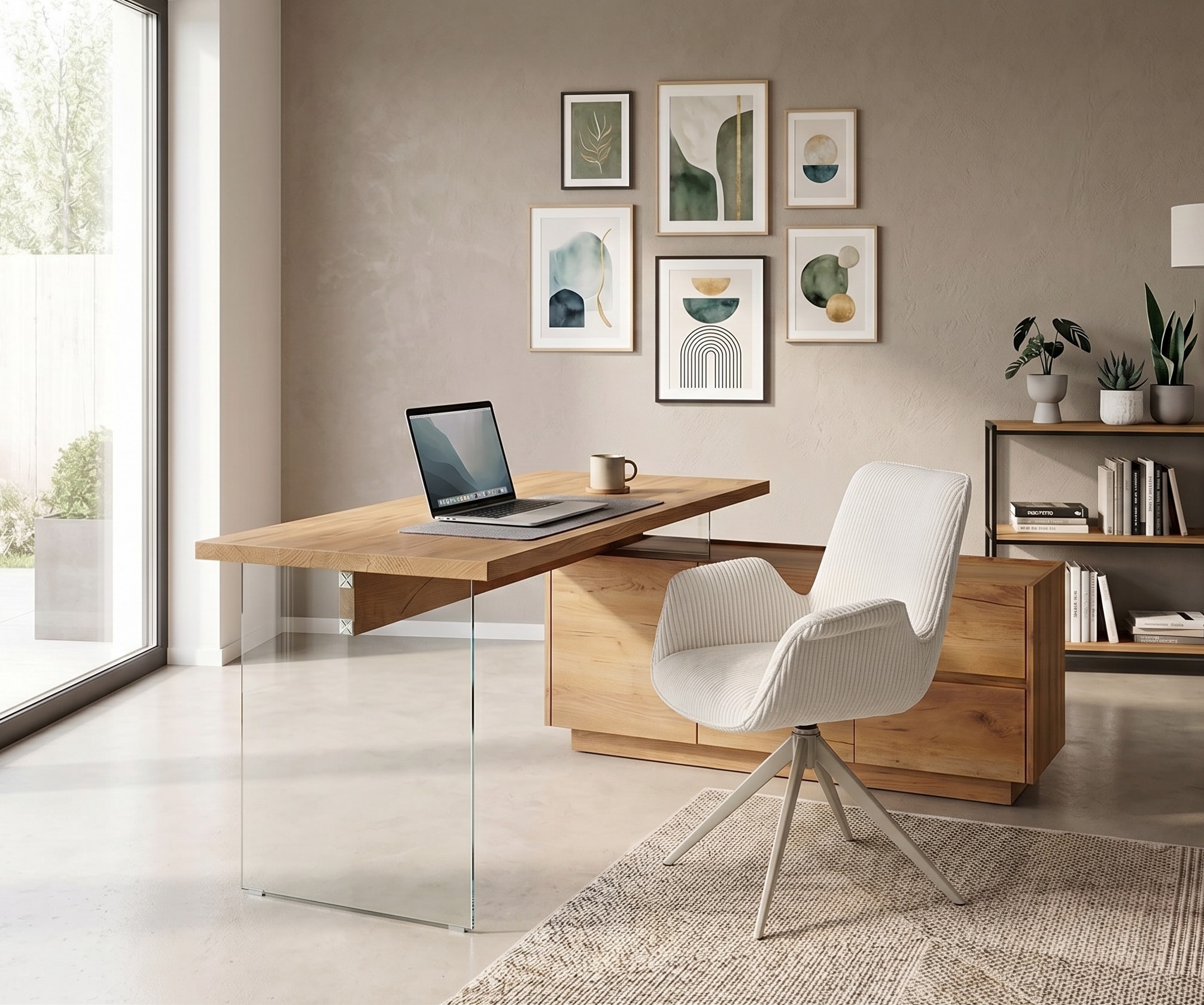 Jahnke Bureau d'angle »LUX C 160 E« bureau d'angle, montable des deux côtés, verre, 2 compartiments + 2 tiroirs