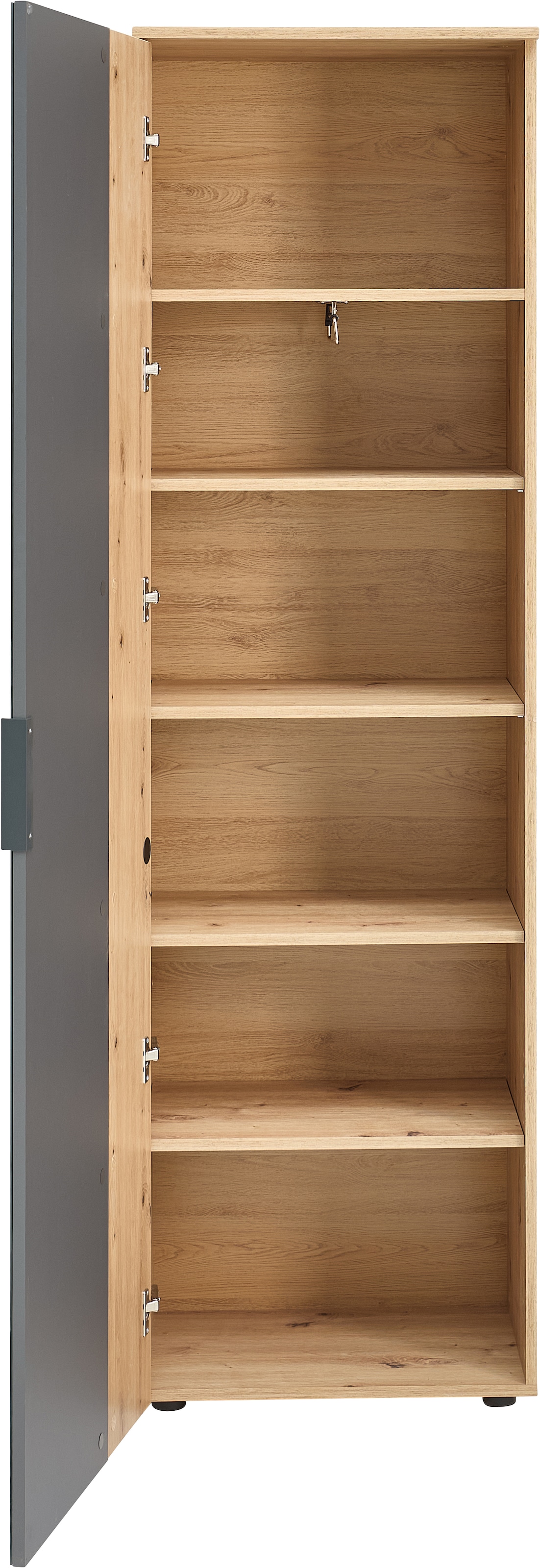 HBZ Stauraumschrank »Volano in Eiche Artisan Dekor, BxHxT 57x195x38cm«, (1 St.), Mit 1 Kleiderstange ausziehbar, 4 Einlegeböden