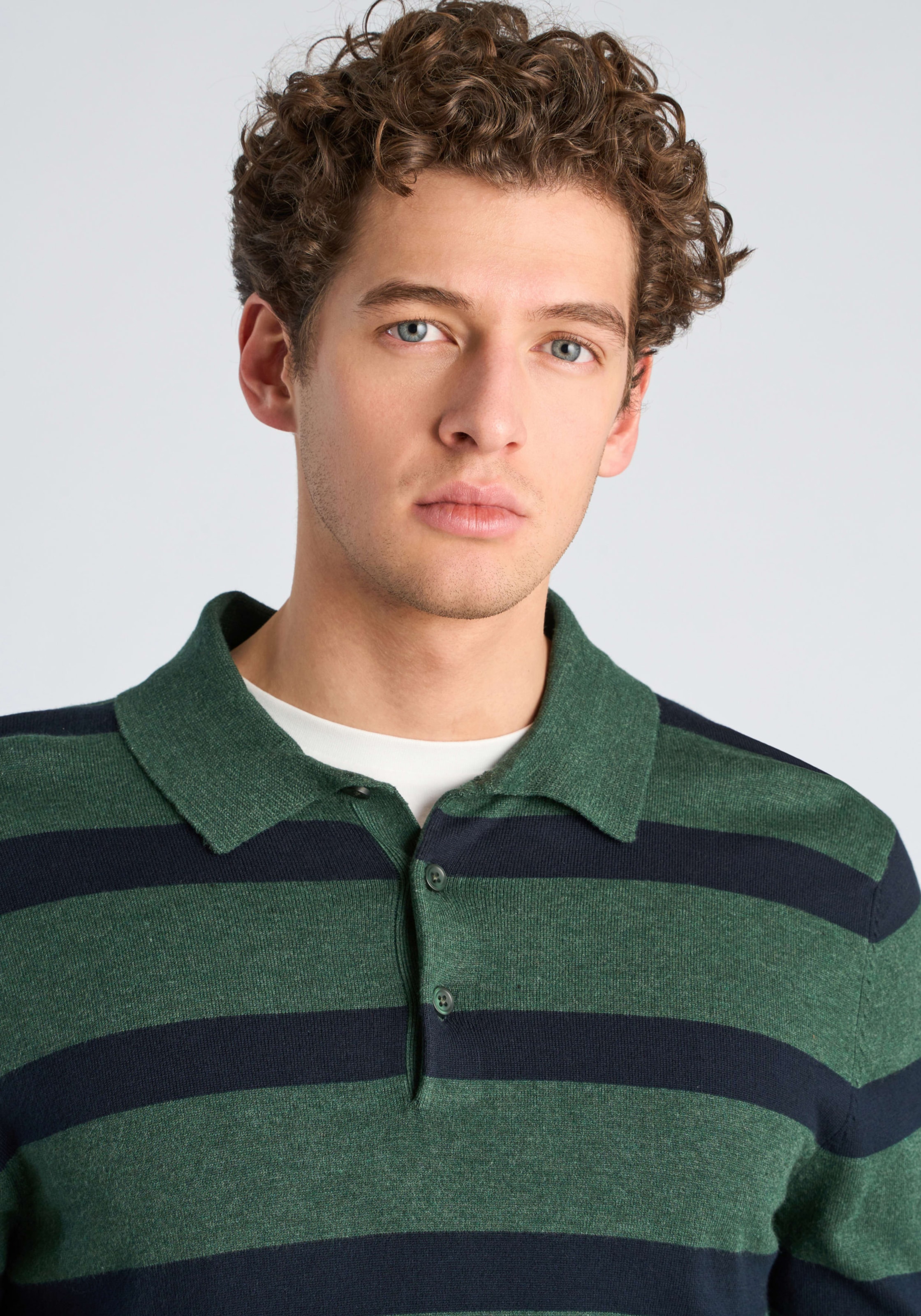 LINDBERGH Pull à col polo à rayures / viscose