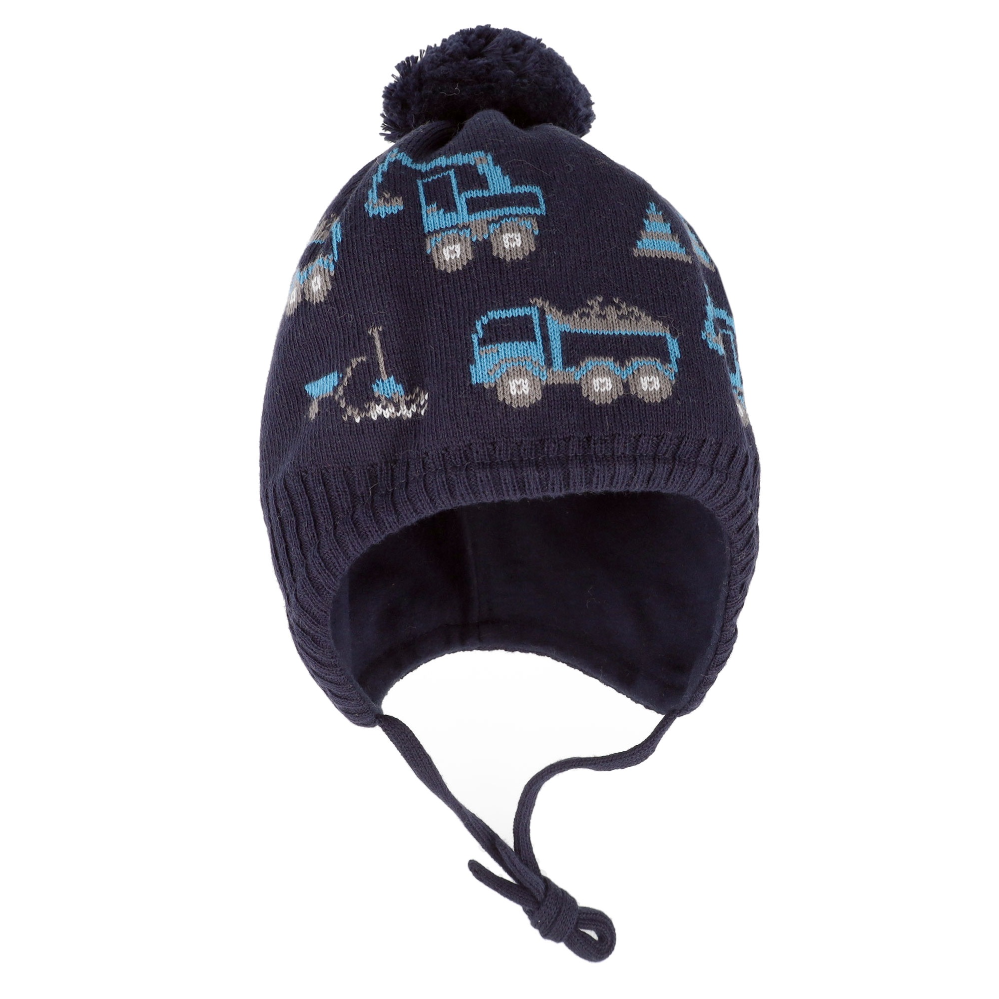 MAXIMO Bonnet tricoté Baumwolle, gefüttert, zum Binden, Bommel