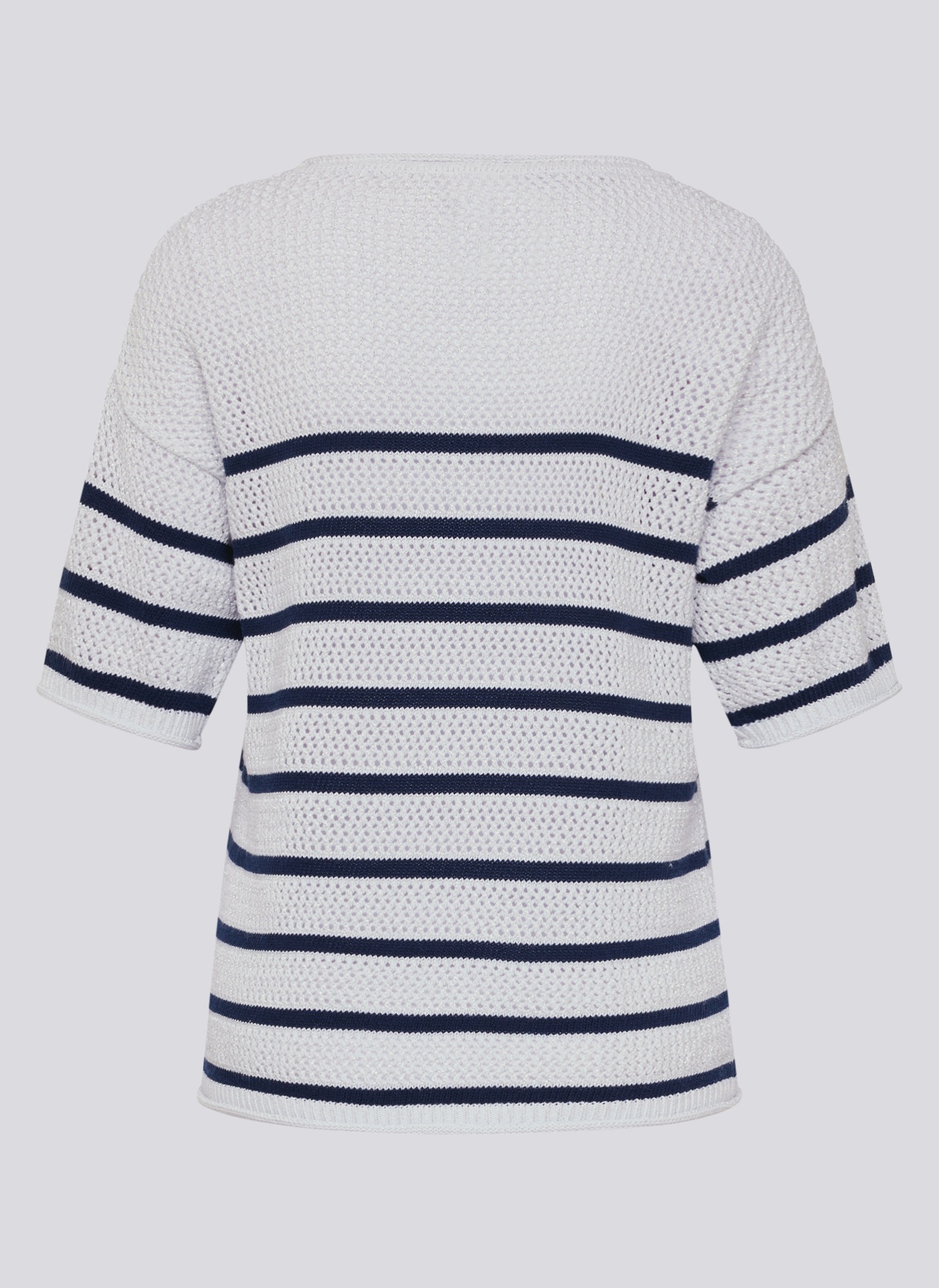 Rabe Pull en tricot Halbarm-Strickpullover mit Streifen und im Häkel-Look