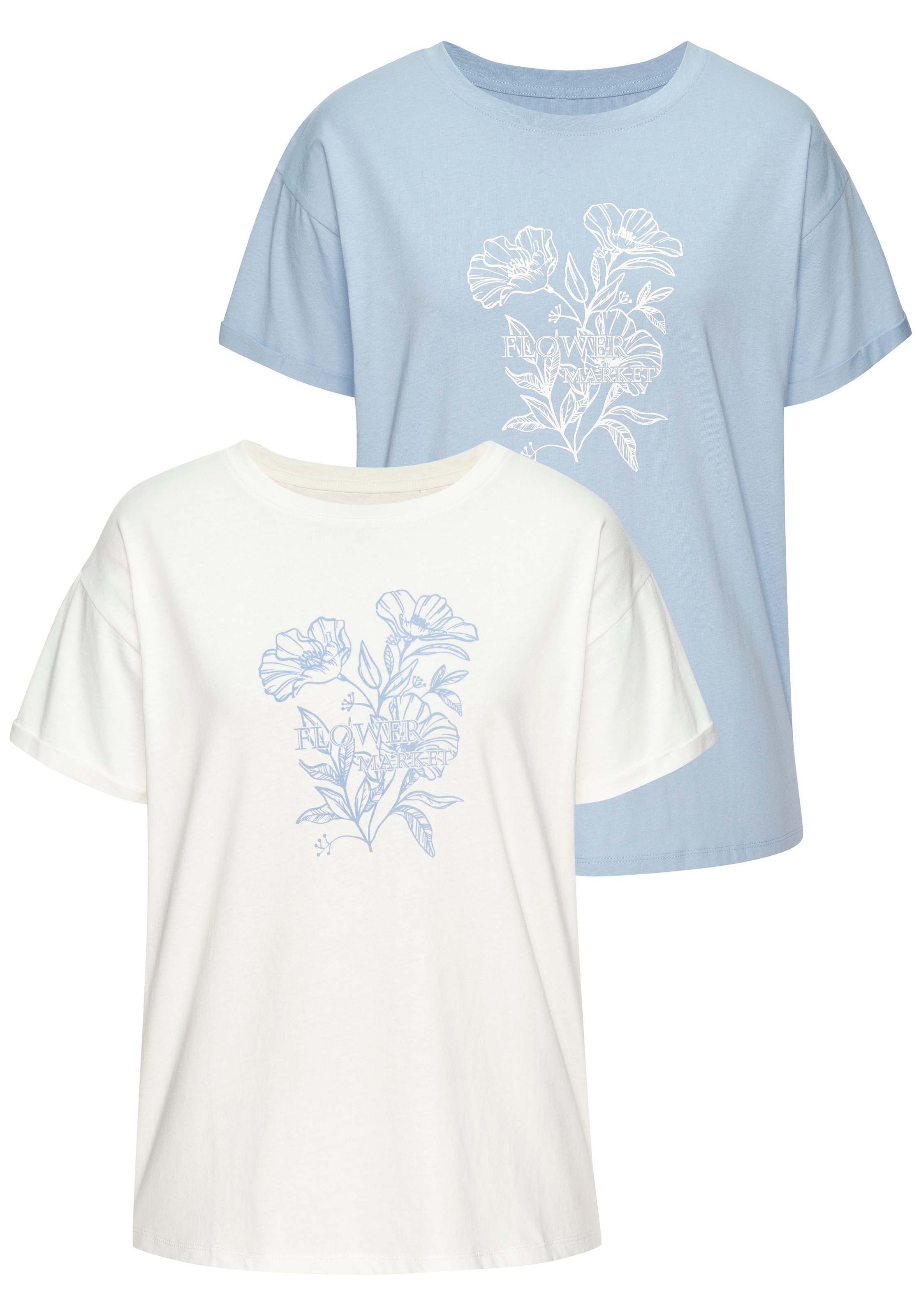 Image of Vivance T-Shirt "mit Frontdruck" 2er-Pack, aus hochwertiger Bio-Baumwolle