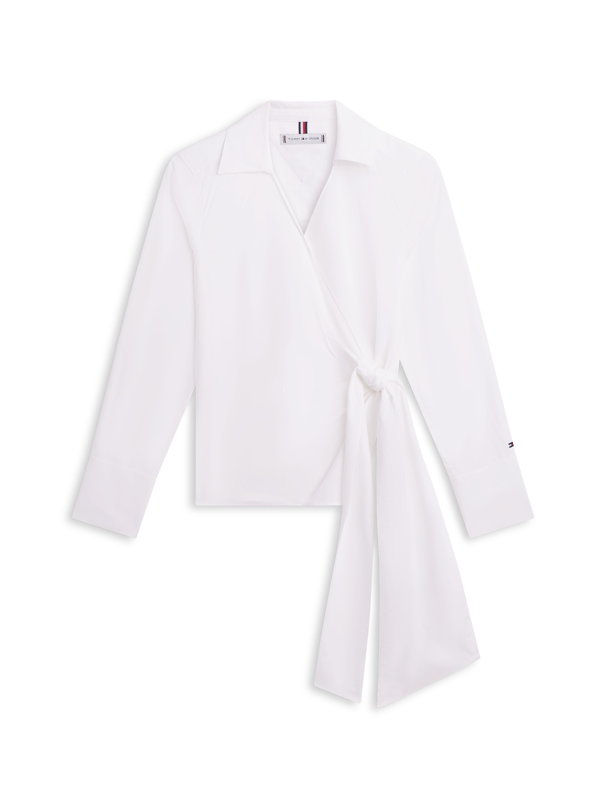 Image of Tommy Hilfiger Langarmbluse "POPLIN KNOT BLOUSE WITH LS" mit Wickeloptik