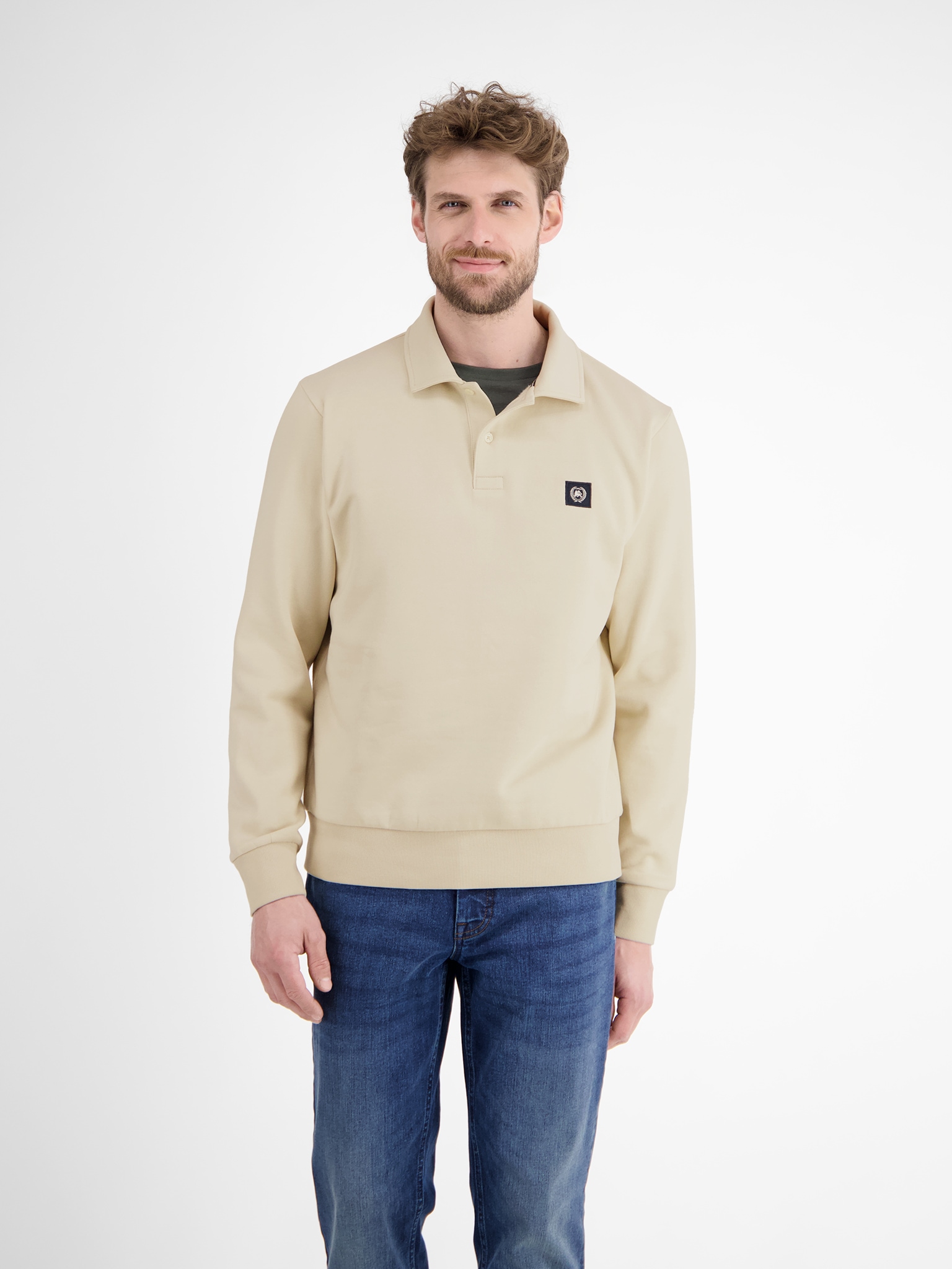 LERROS Langarm-Poloshirt »FELPA« Sweatshirt mit Knopfleiste