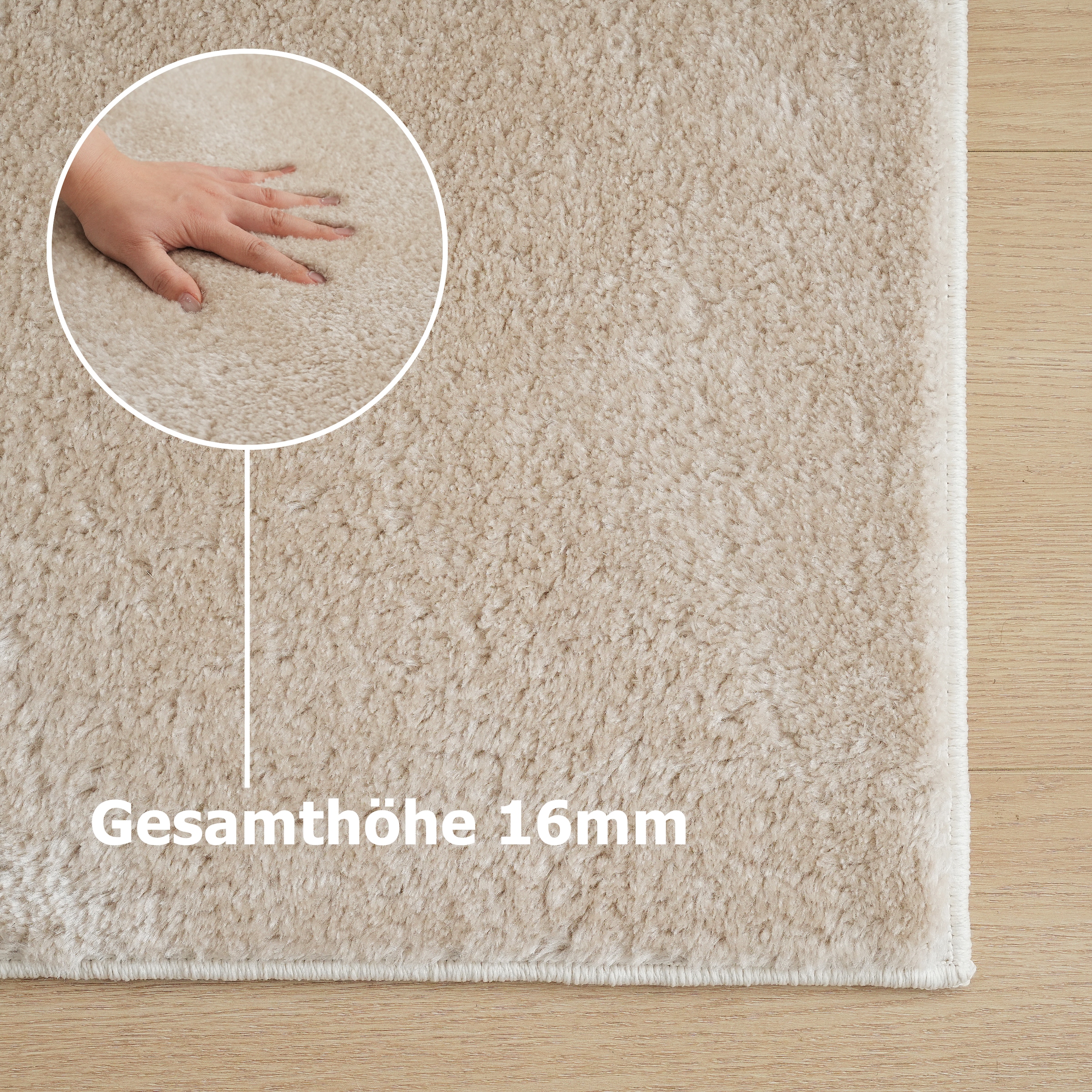 my home Teppich »Cali, weich, modern, waschbar« rechteckig 16 mm Höhe Uni-Farben, kuschelig, & weich, Wohnzimmer, Schlafzimmer, Esszimmer