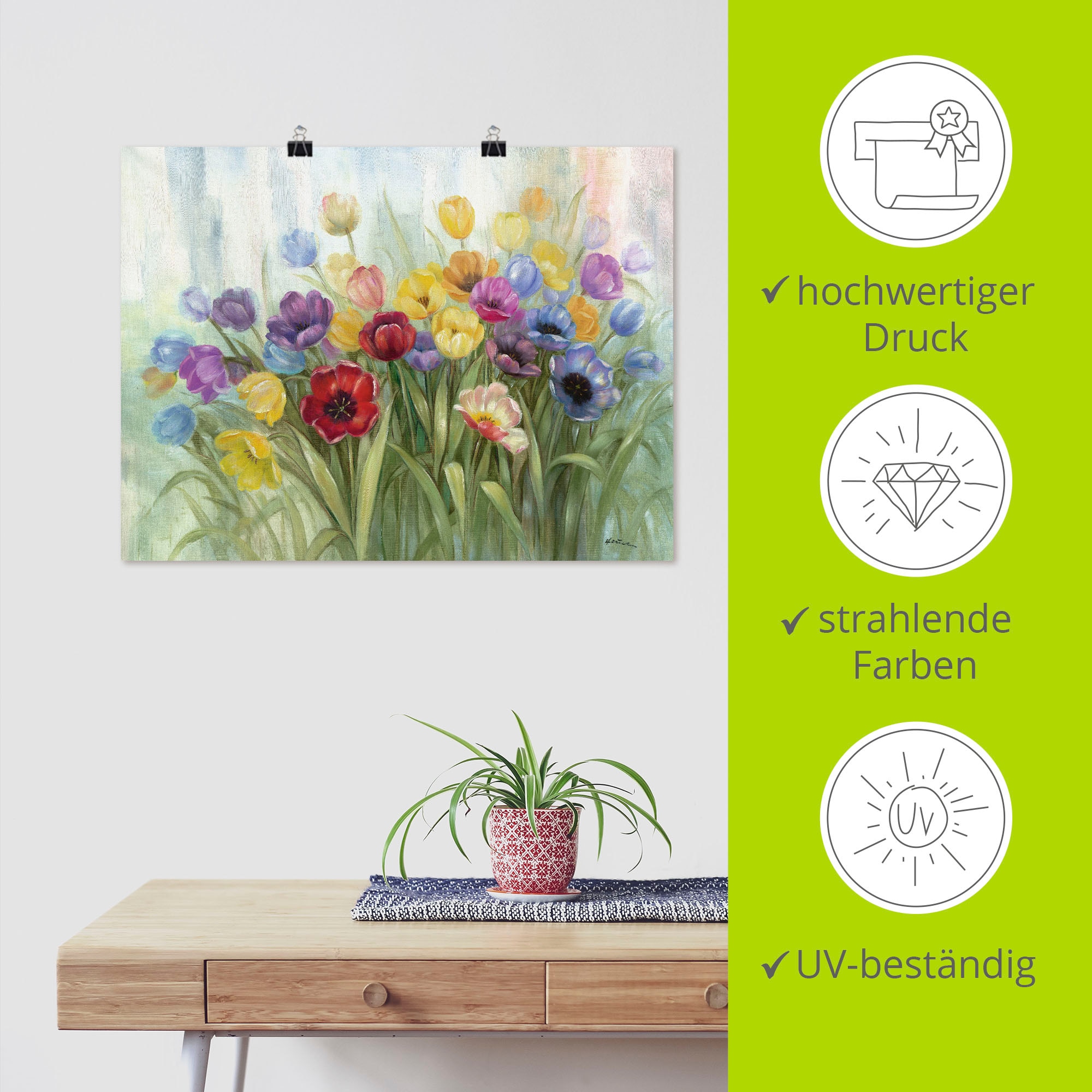 Artland Wandbild »Tulpenwiese I« Blumenwiese 1 Stk. tlg. als Leinwandbild, Poster in verschied. Grössen