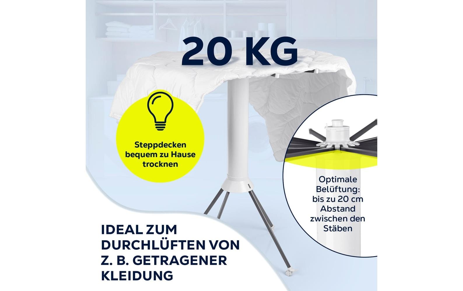 EASYmaxx Séchoir à linge »8 m Leine, 20 kg Wäsche« Wäscheständer mit ausziehbaren Armen