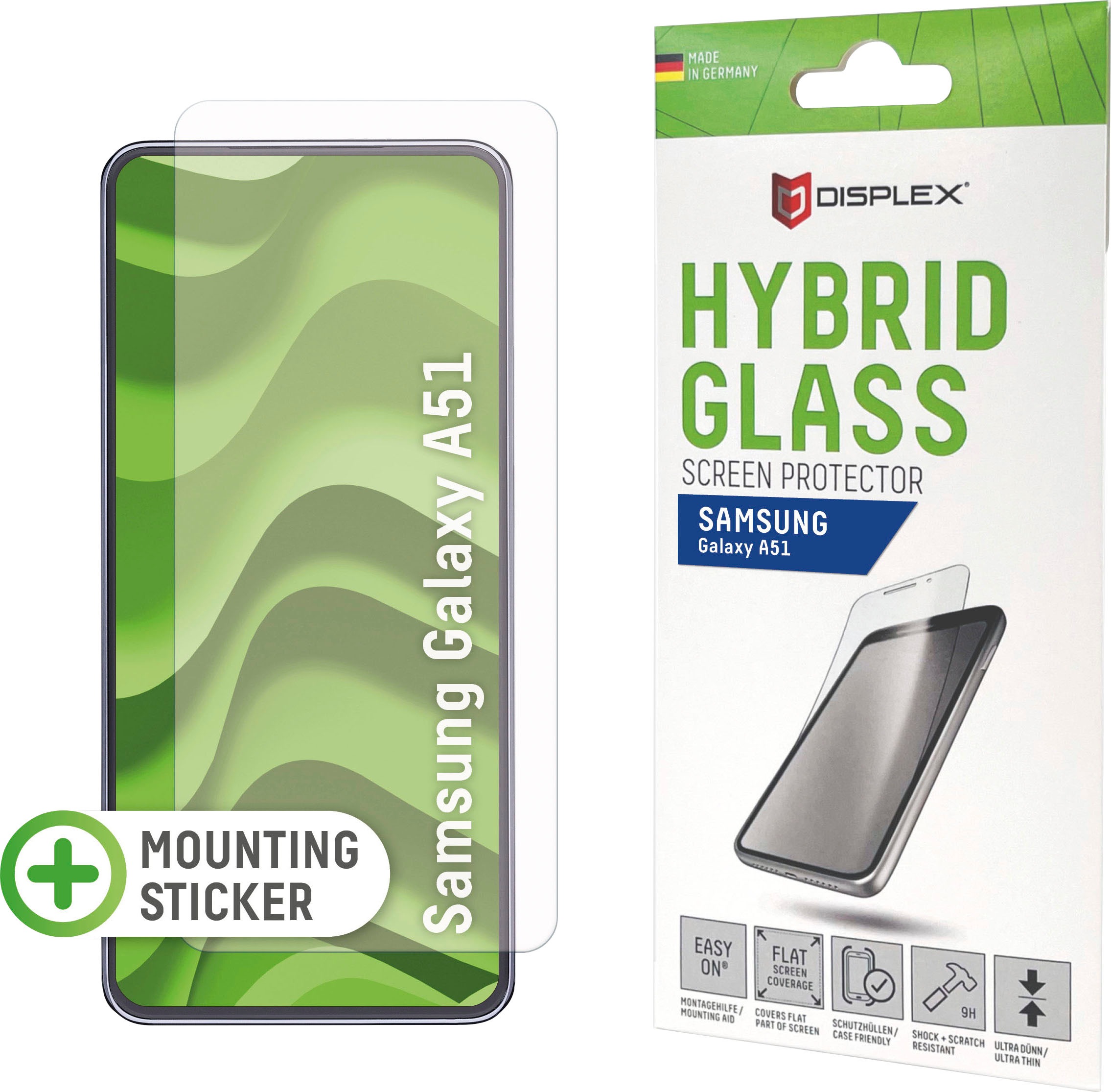 Image of Displex Displayschutzfolie »DISPLEX Hybrid Glass für Samsung Galaxy A51 (6,5"), 9H, mit Montagesticker«, für Galaxy A51 bei Ackermann Versand Schweiz