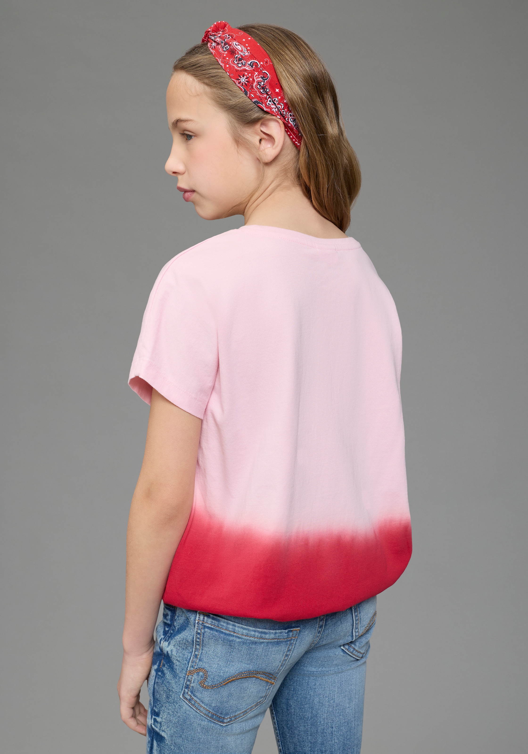 KangaROOS T-Shirt »mit Farbverlauf und Logodruck« Kurzarm,  weite Fledermausärmel,  modisches Batikmuster