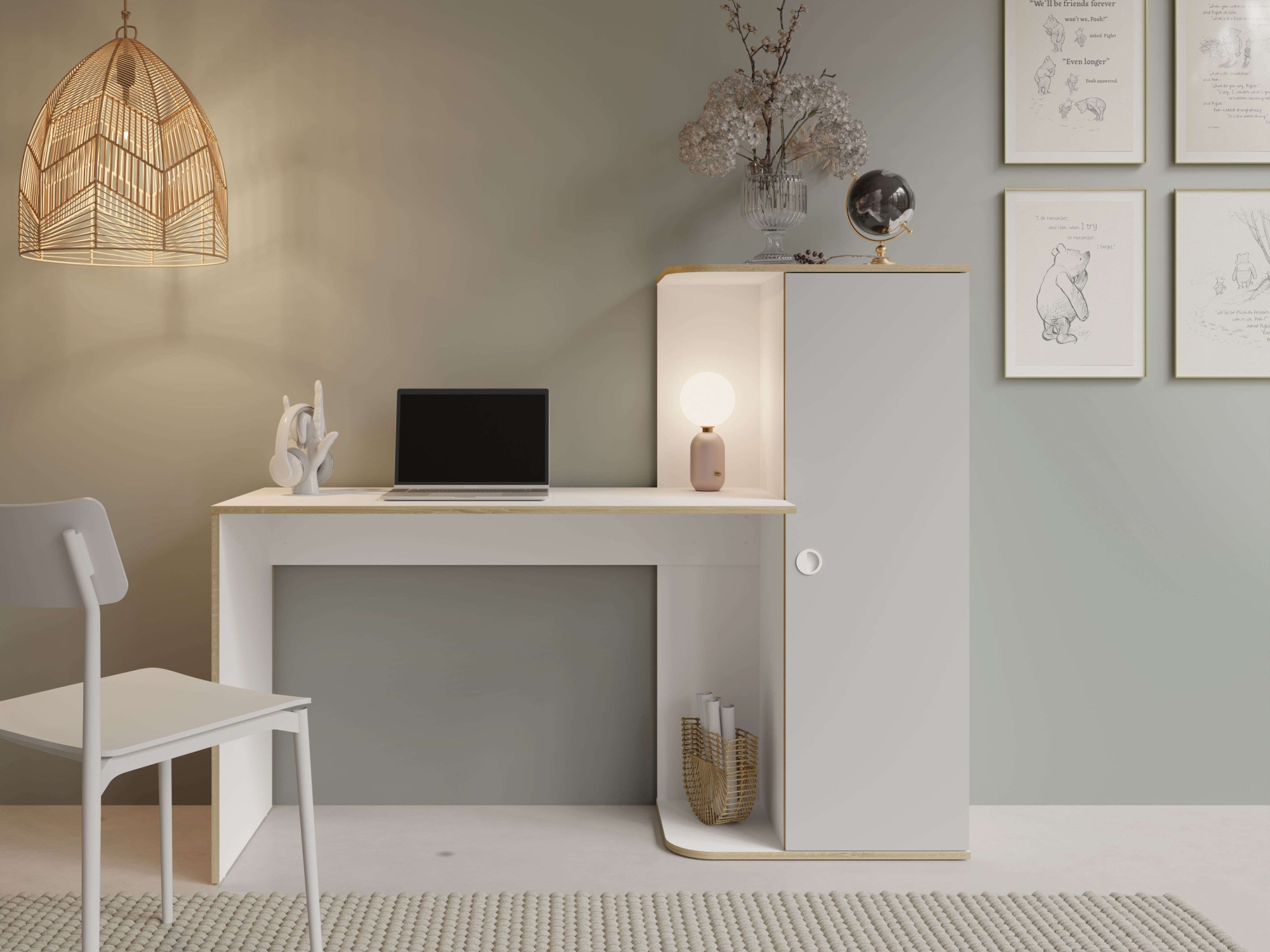 Image of Home affaire Schreibtisch "ELLETE Computertisch mit viel Stauraum, Masse B/T/H: 160/53,3/128,7 cm" Bürotisch mit 1 Tür und mehreren Regalfächern
