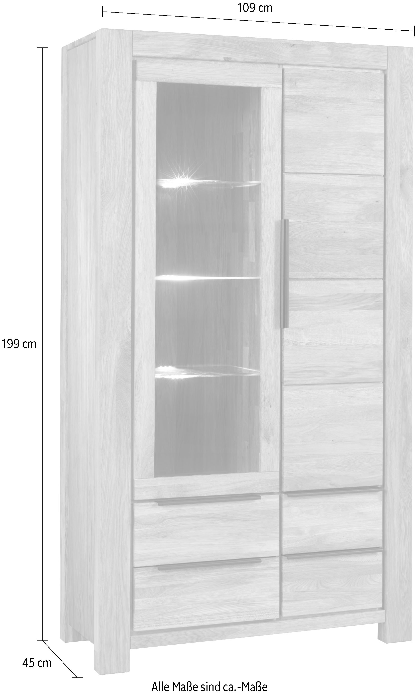 Home affaire Vitrine Schubladen mit Selbsteinzug, Türen mit Dämpfern für sanftes Schliessen