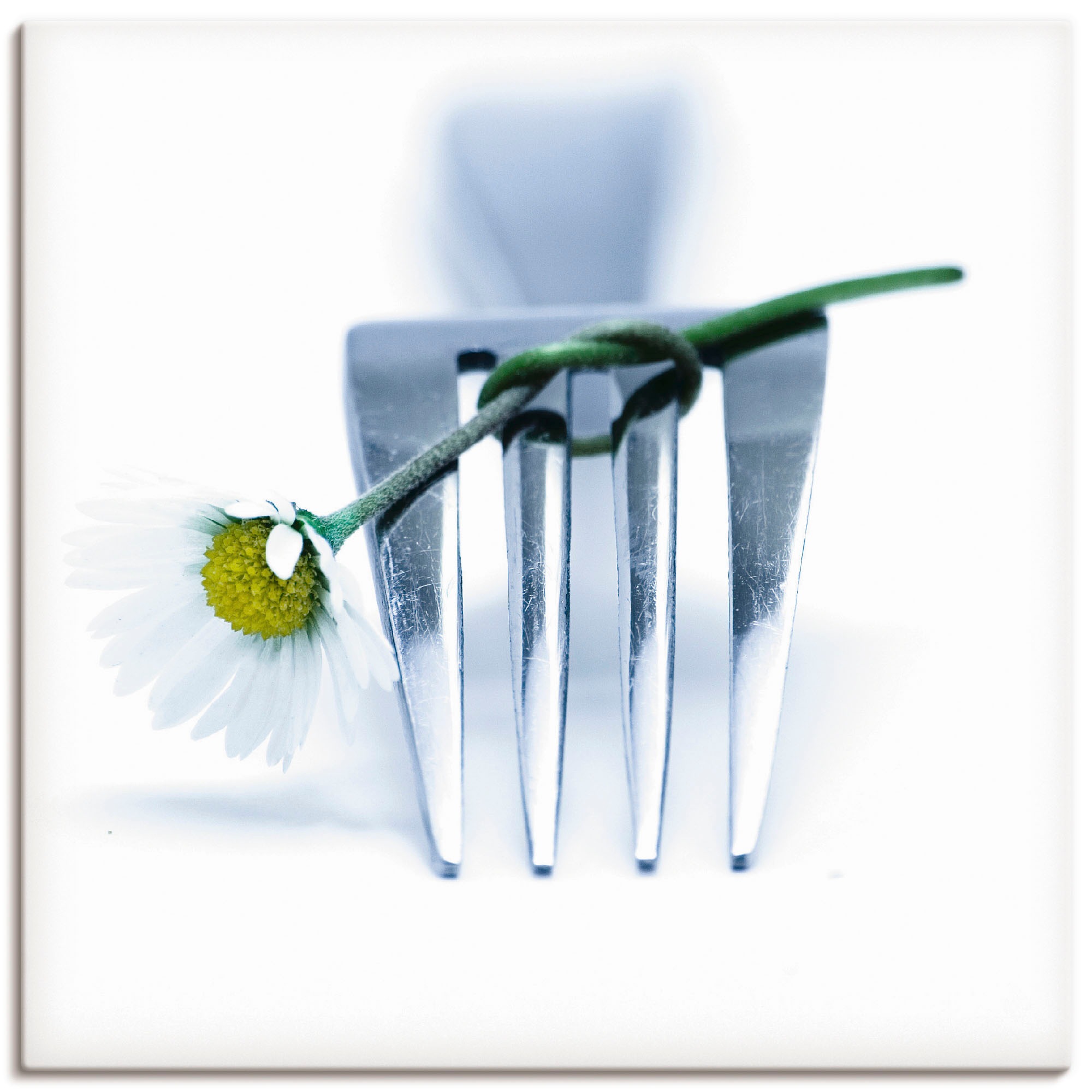 Image of Artland Leinwandbild "Gabel und Blume" Geschirr & Besteck 1 Stk. tlg. auf Holzrahmen gespannt